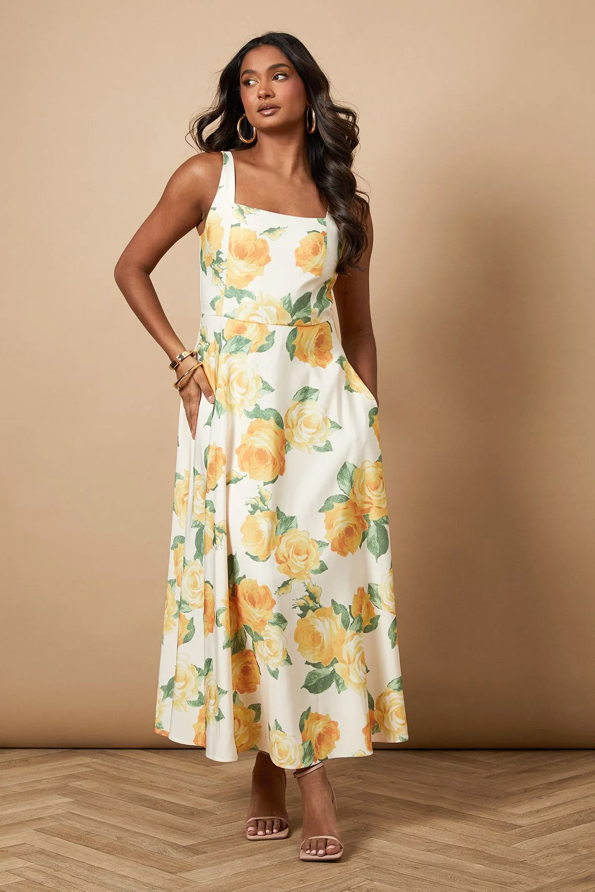 Floral Square Neck Maxi Dress