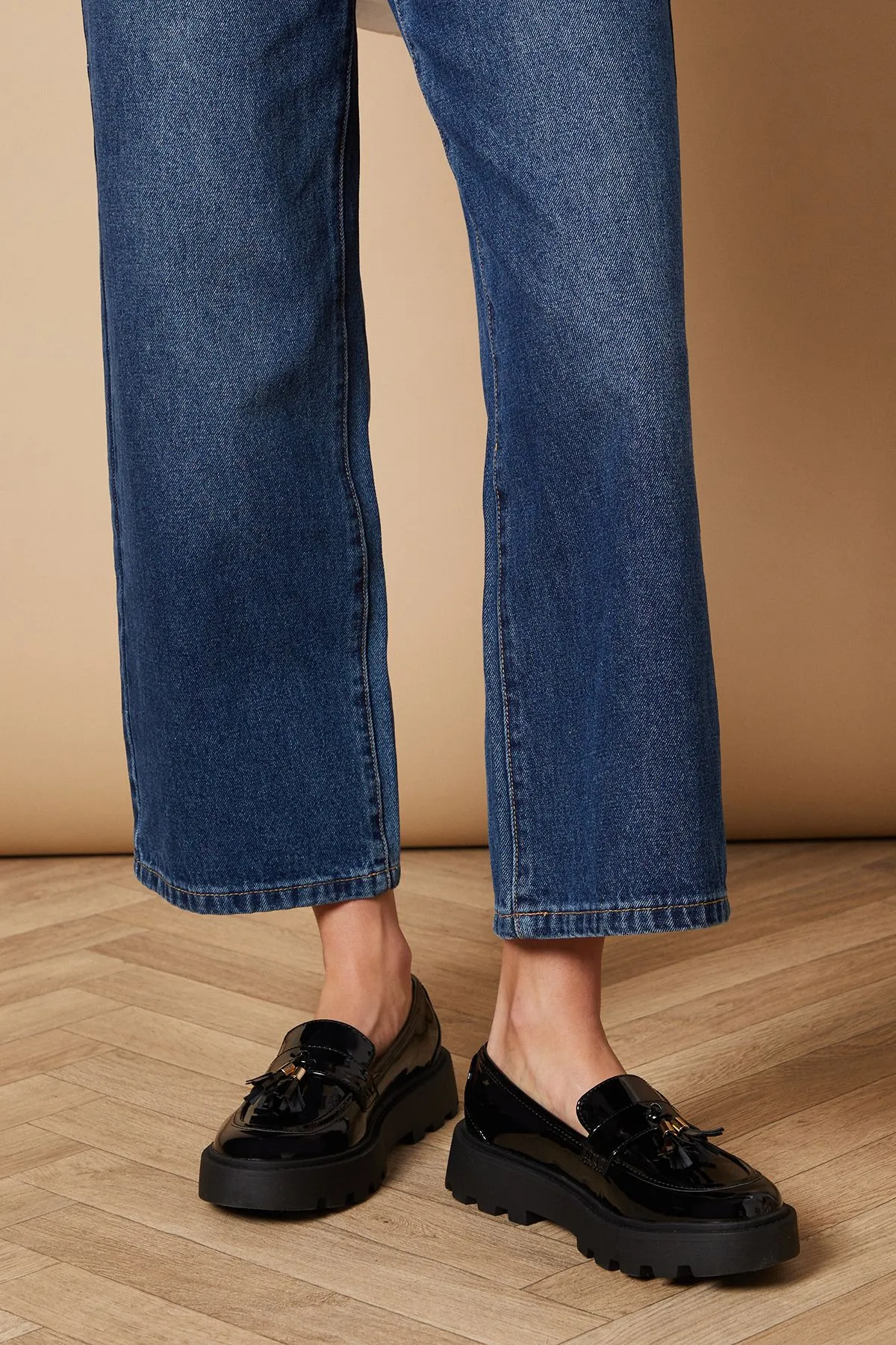 Belen Patent Faux Leather Chunky Tassel Loafers