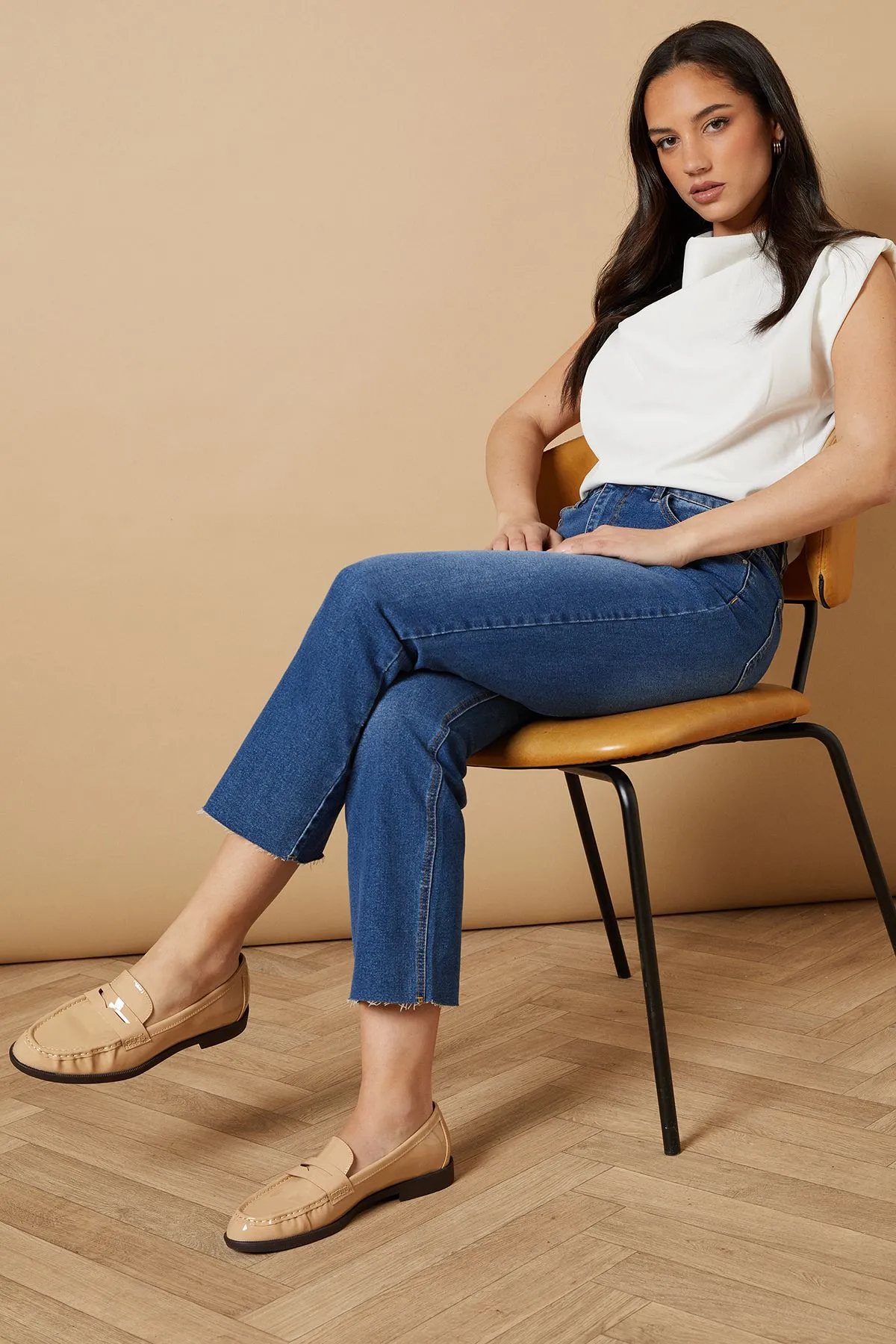 Baya Faux Patent Leather Penny Detail Loafers