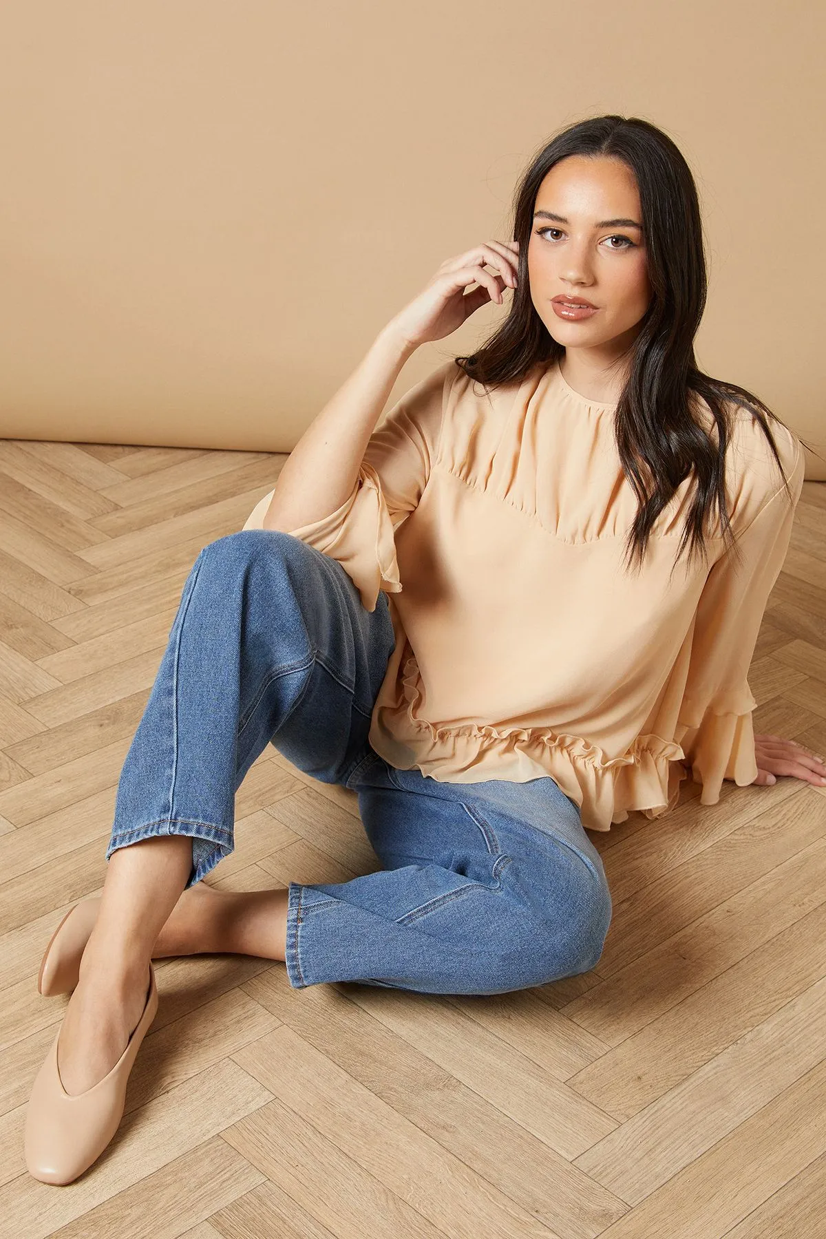 Seraphina Faux Leather High Cut Square Toe Ballet Pumps