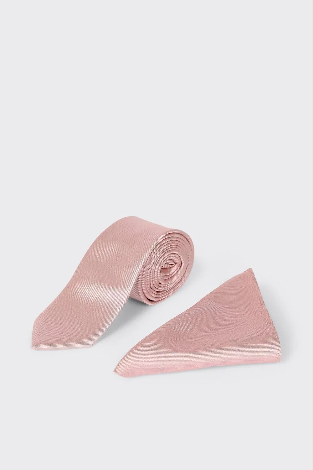 Light Pink Slim Tie And Pocket Square Set