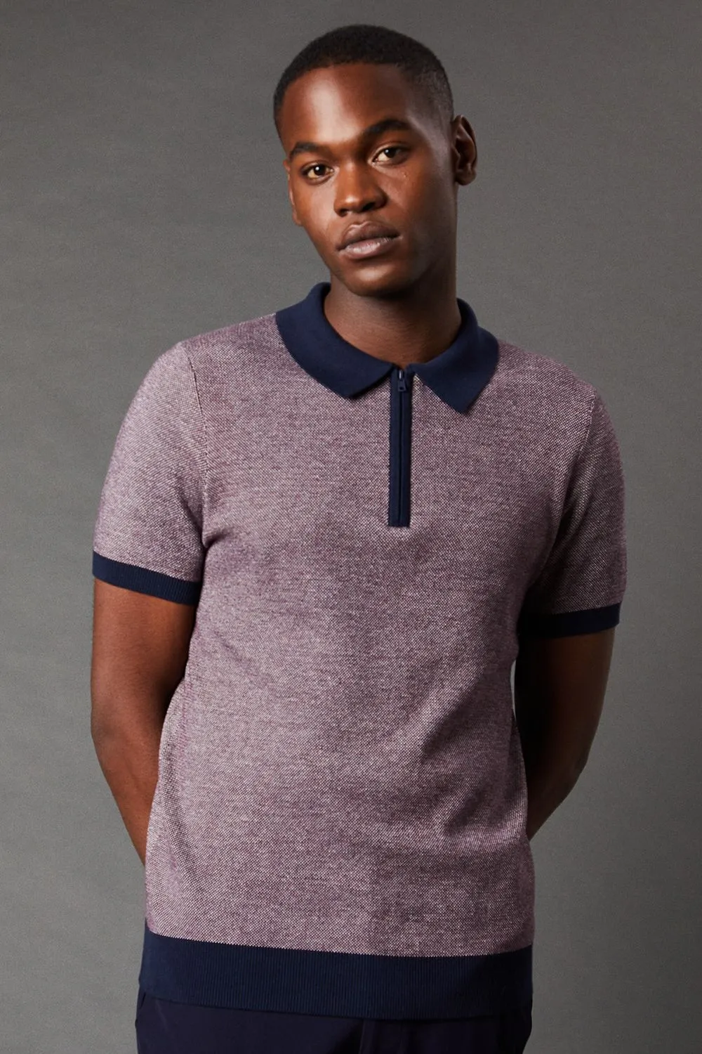 Birdseye Stitch Knitted Polo