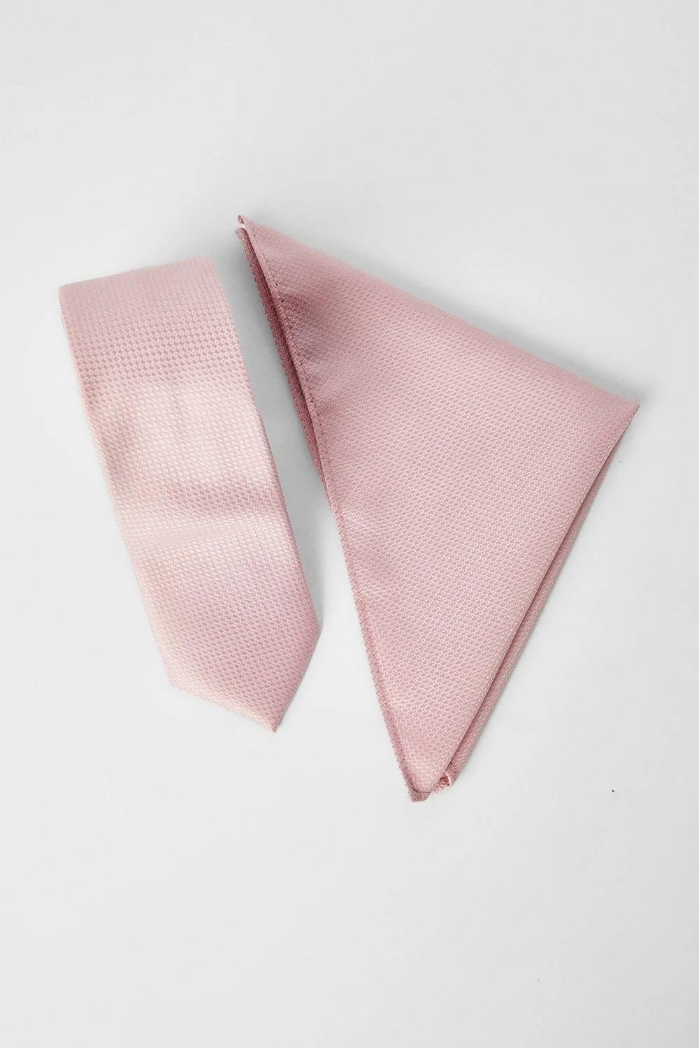 Light Pink Textured Tie And Pocket Square