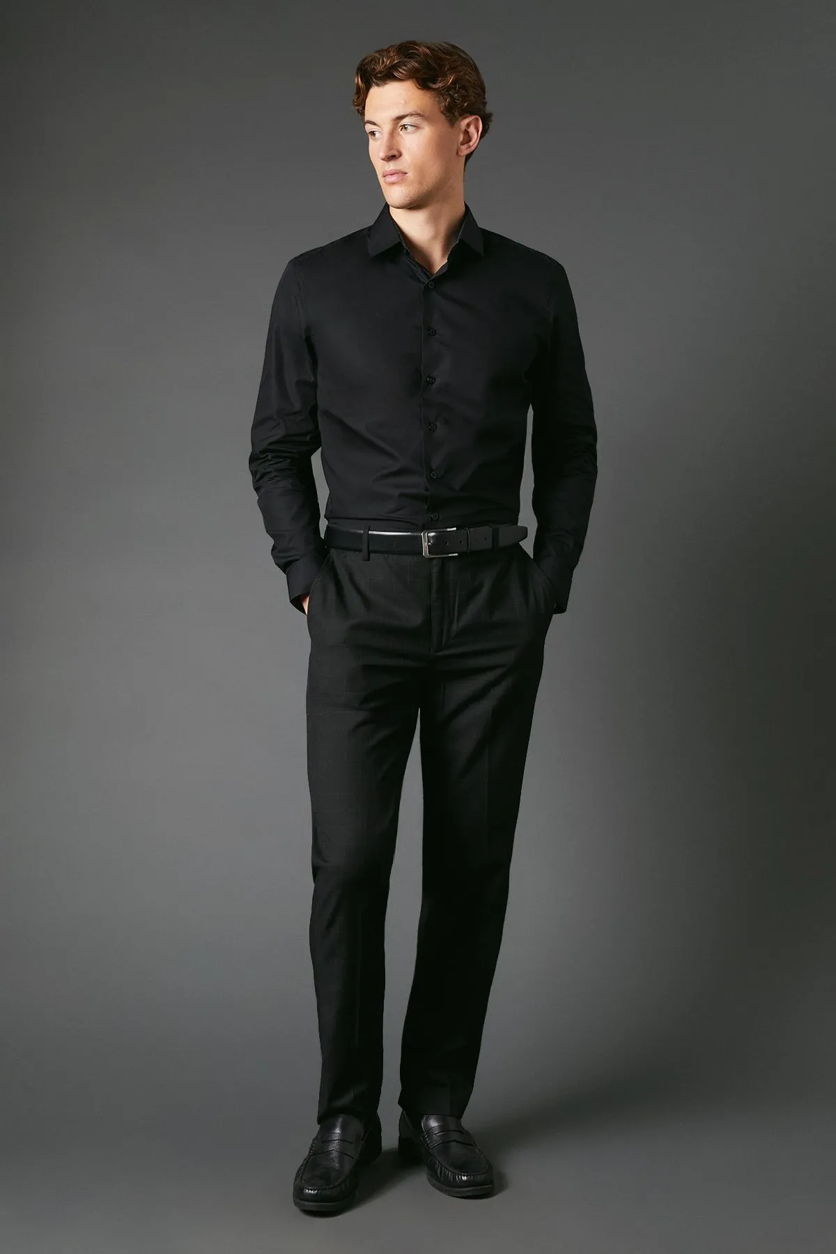 Slim Fit Windowpane Check Smart Trouser