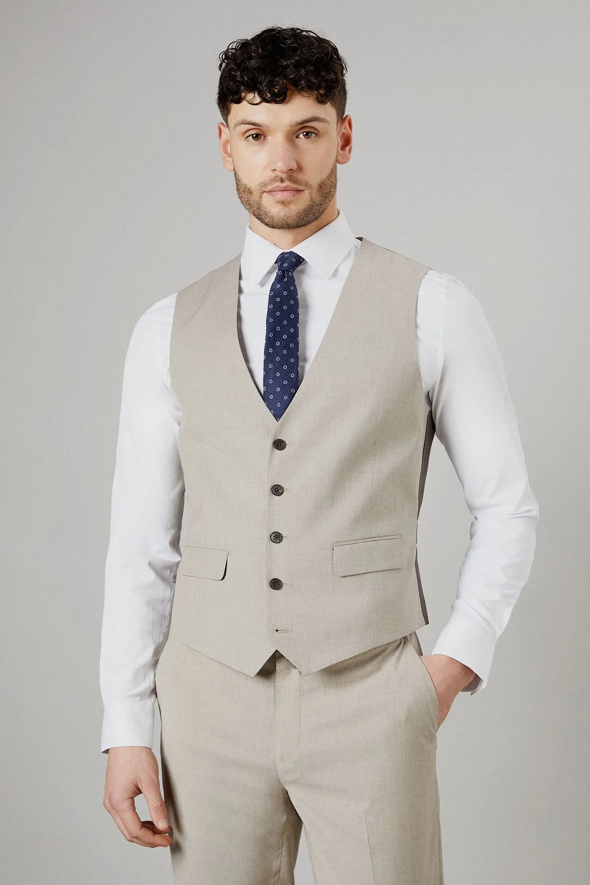 Neutral Textured Waistcoat