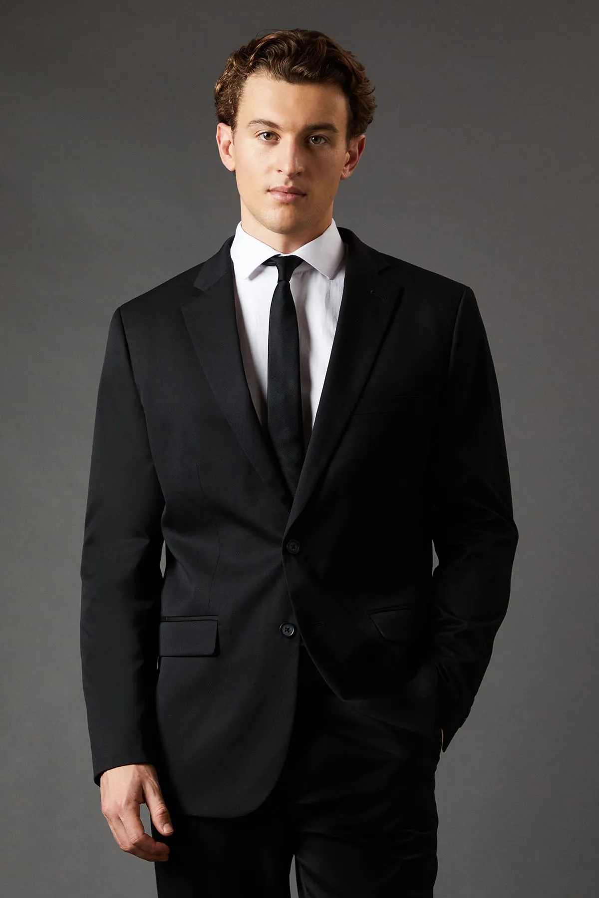 Black Regular Fit Suit Jacket