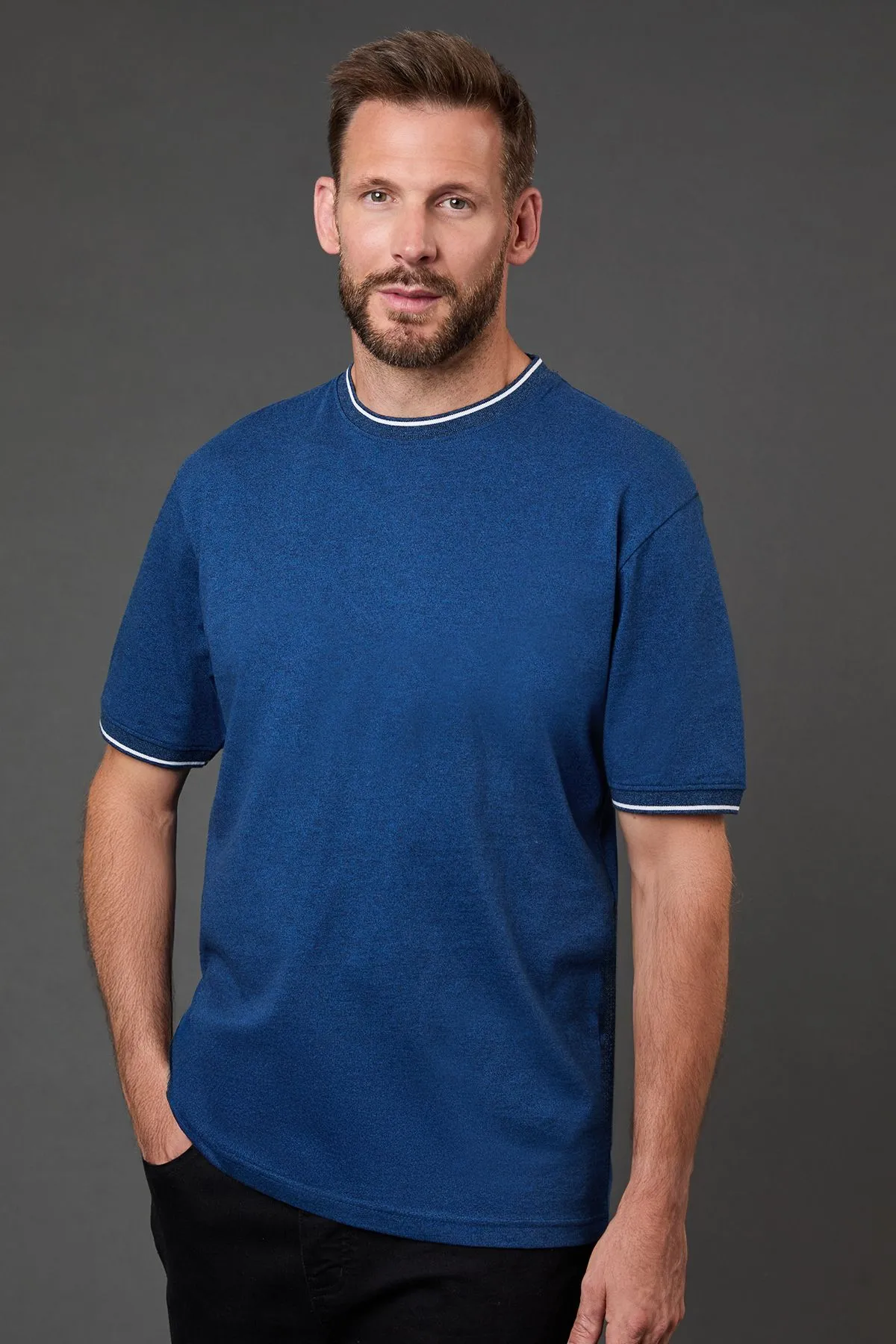 Blue Marl Tipped T-shirt