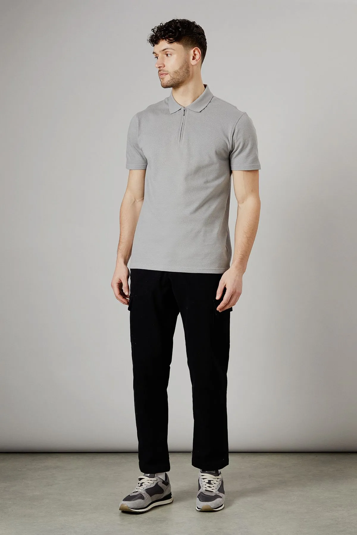 Black Cotton Cargo Trousers