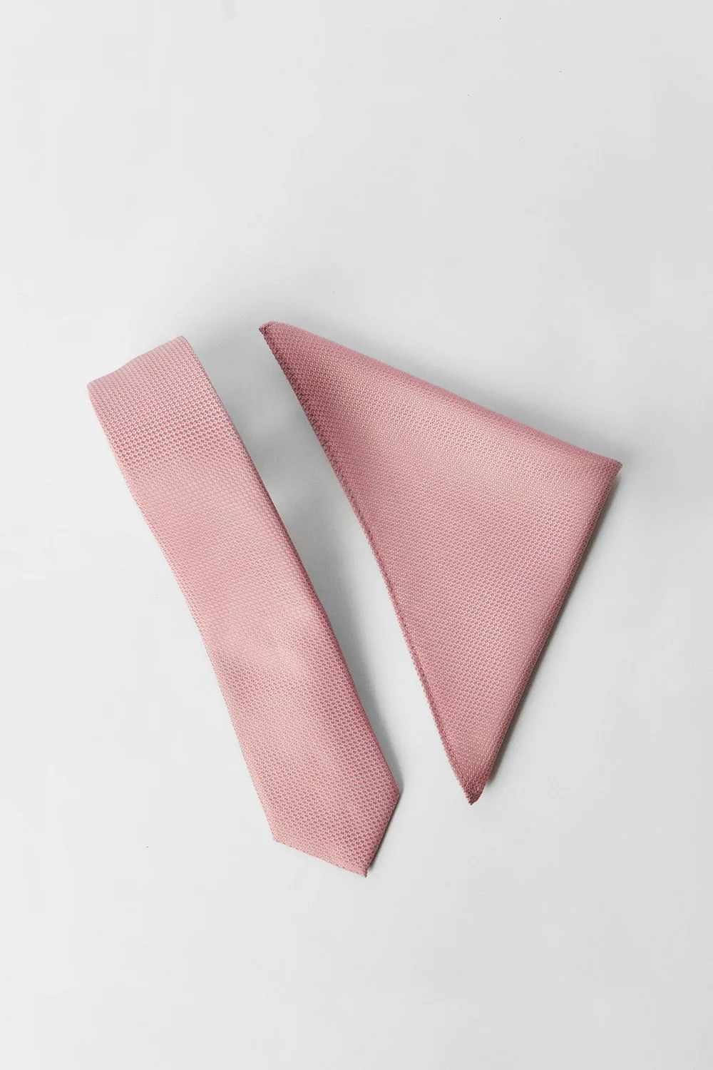 Rose Pink Textured Tie And Pocket Square