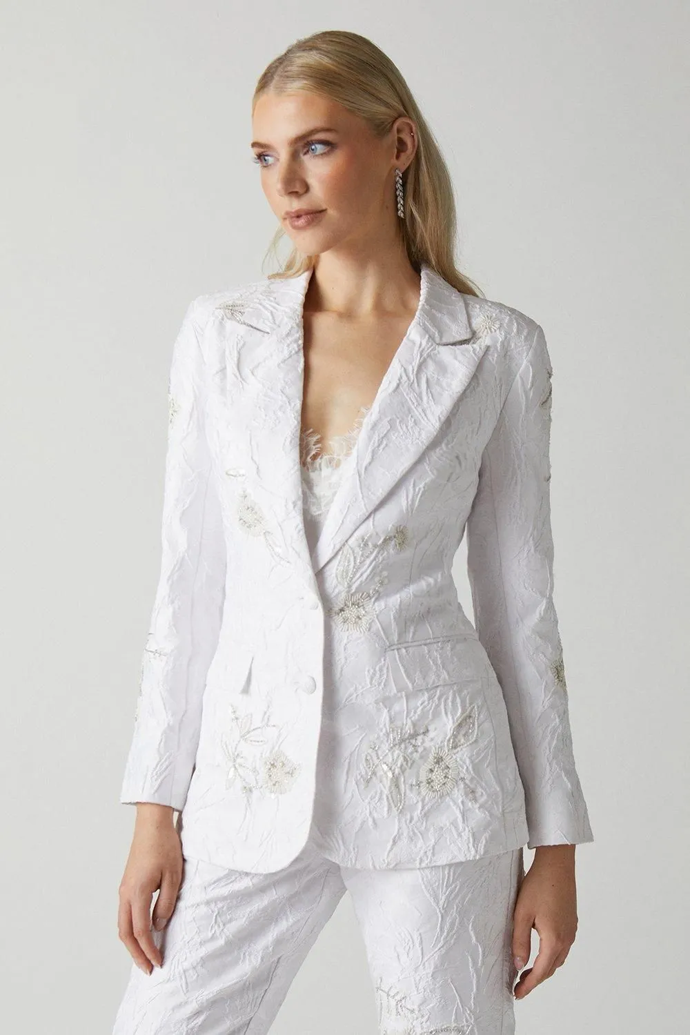 Premium Embellished Jacquard Blazer