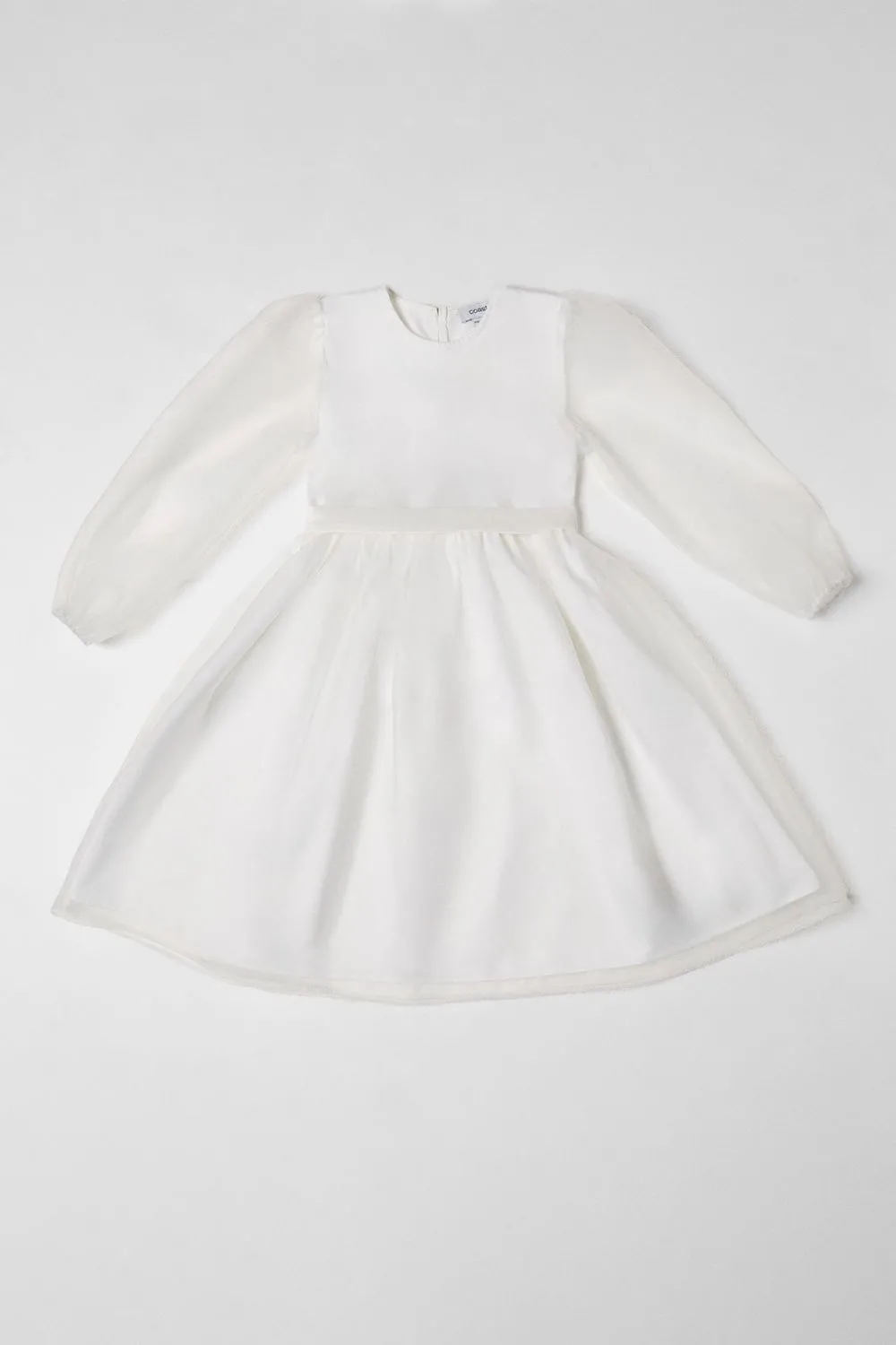 Blouson Sleeve Bow Back Organza Flowergirl Dress