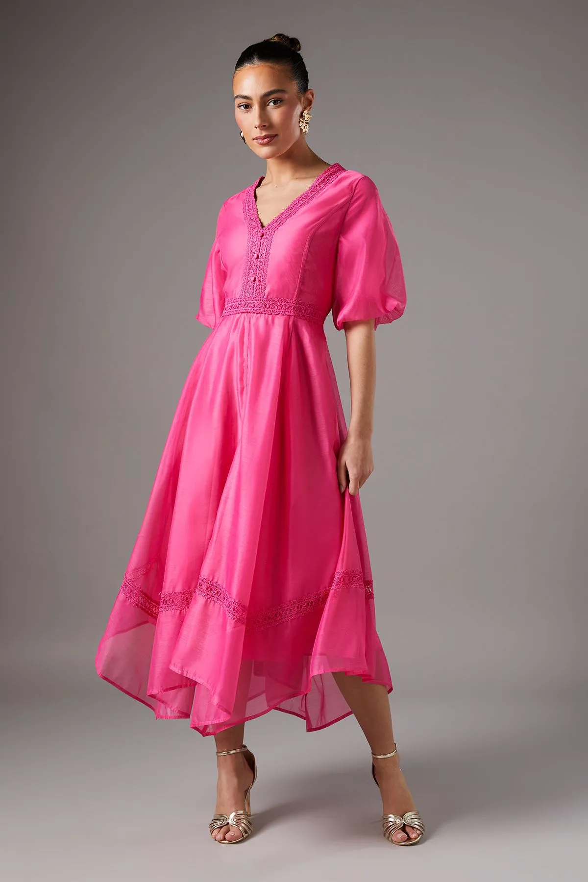 Button Front Hanky Hem Dress