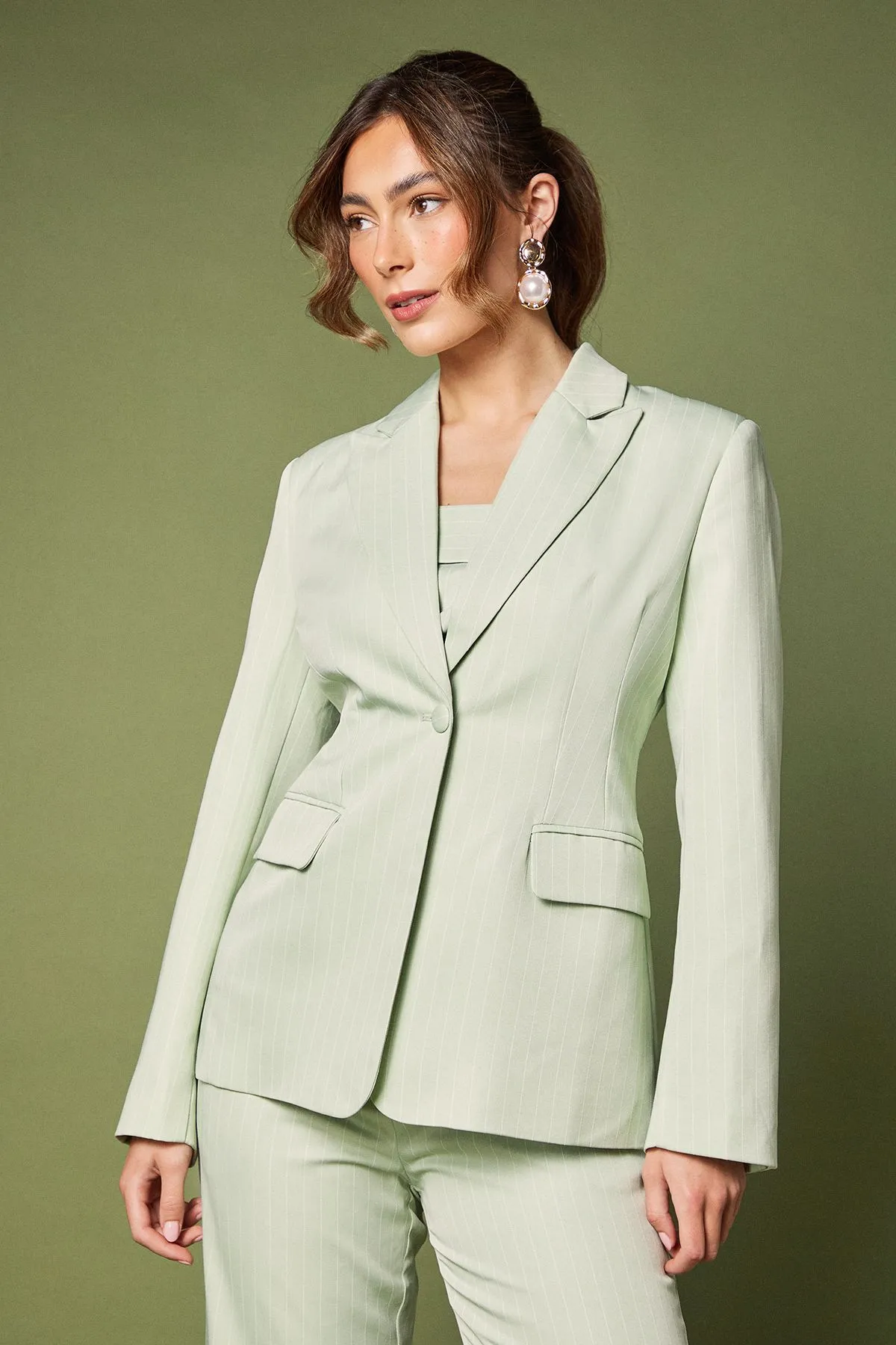 Pinstripe Single Breasted Blazer