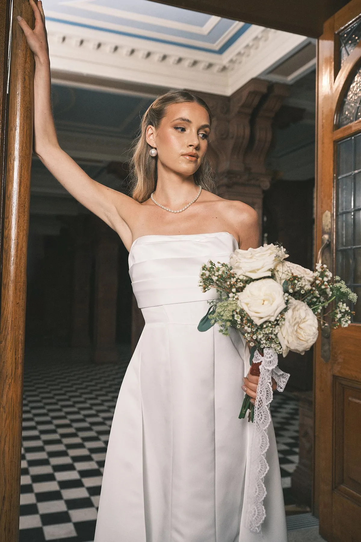 Bandeau corset A Line Satin Wedding Dress