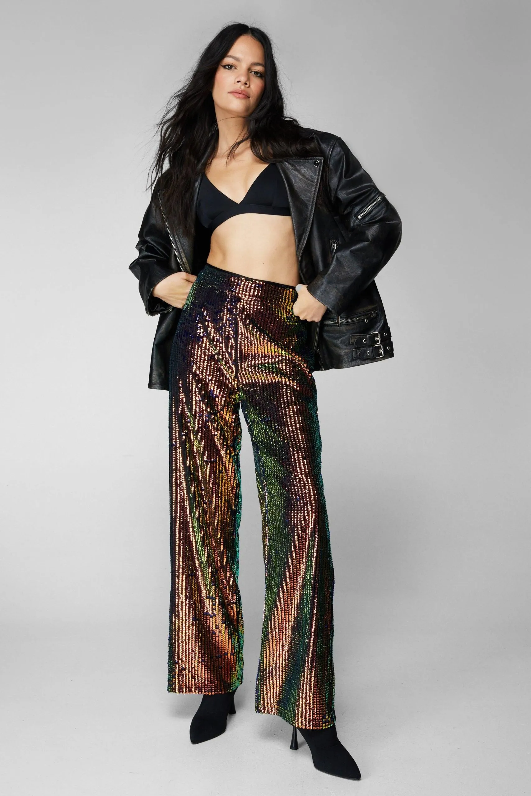 Sequin Wide Leg Pants