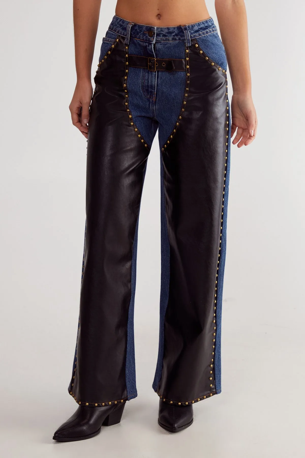 Denim Pu Mix Chaps
