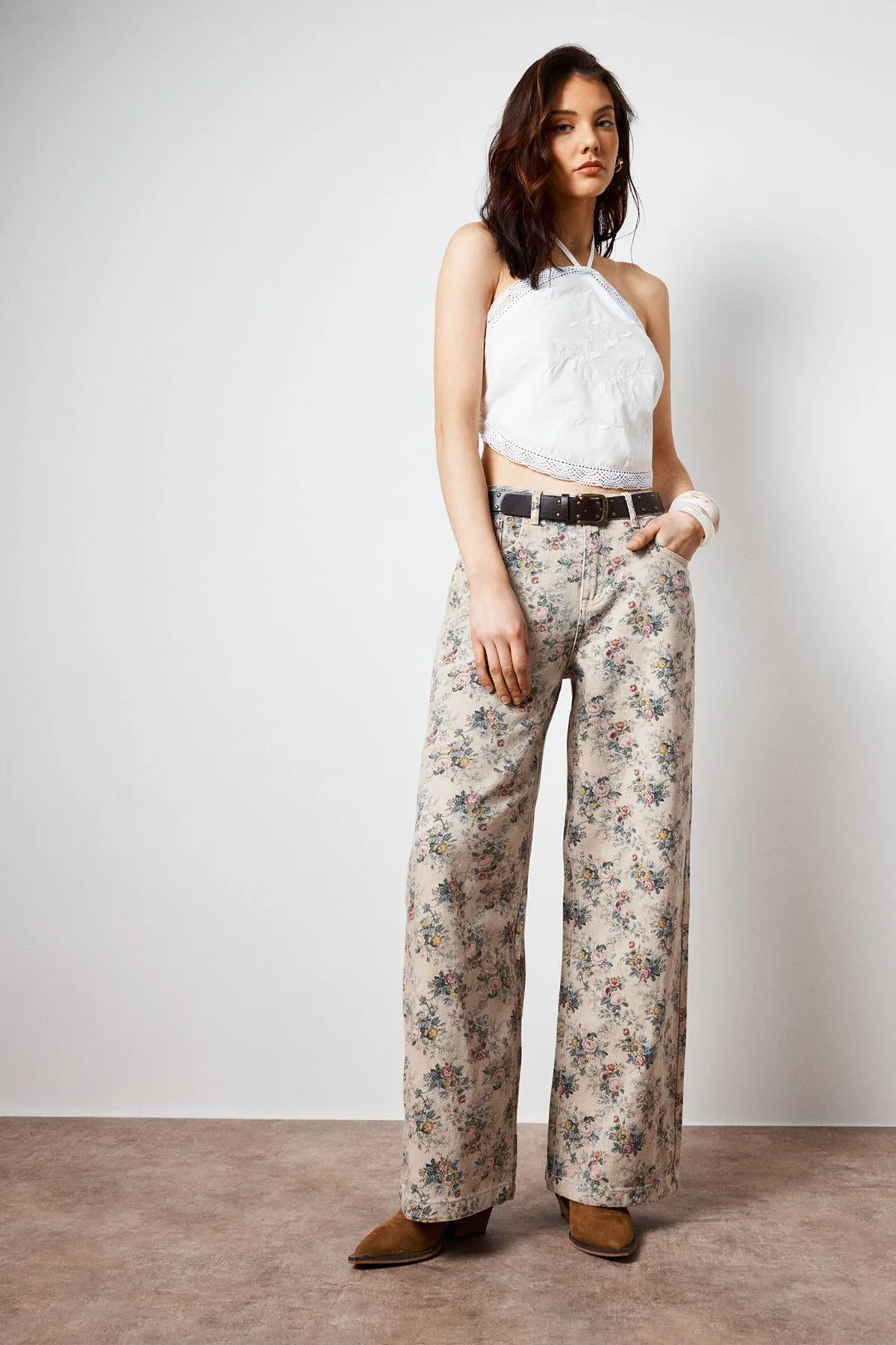 Floral Printed Denim Jean