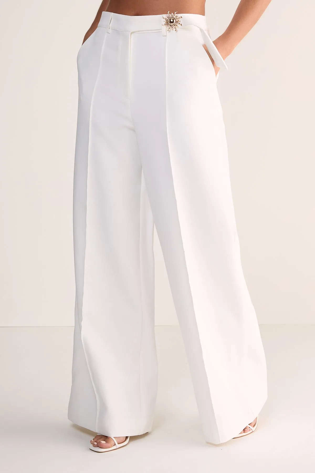 Sun Trim Belted Tailored Trousers