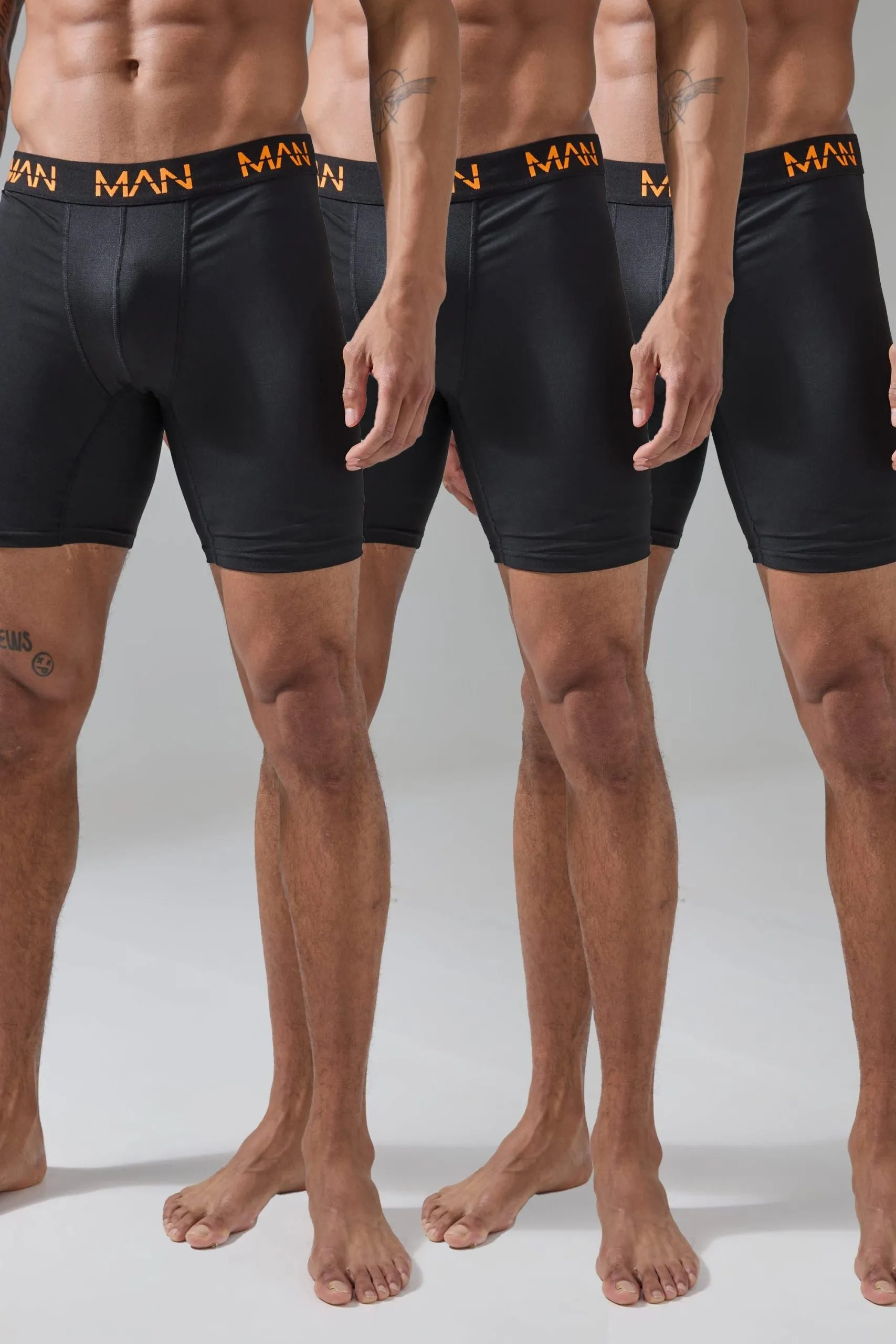 Man Active Performance 7inch Long 3 Pack Boxer Neon Logo