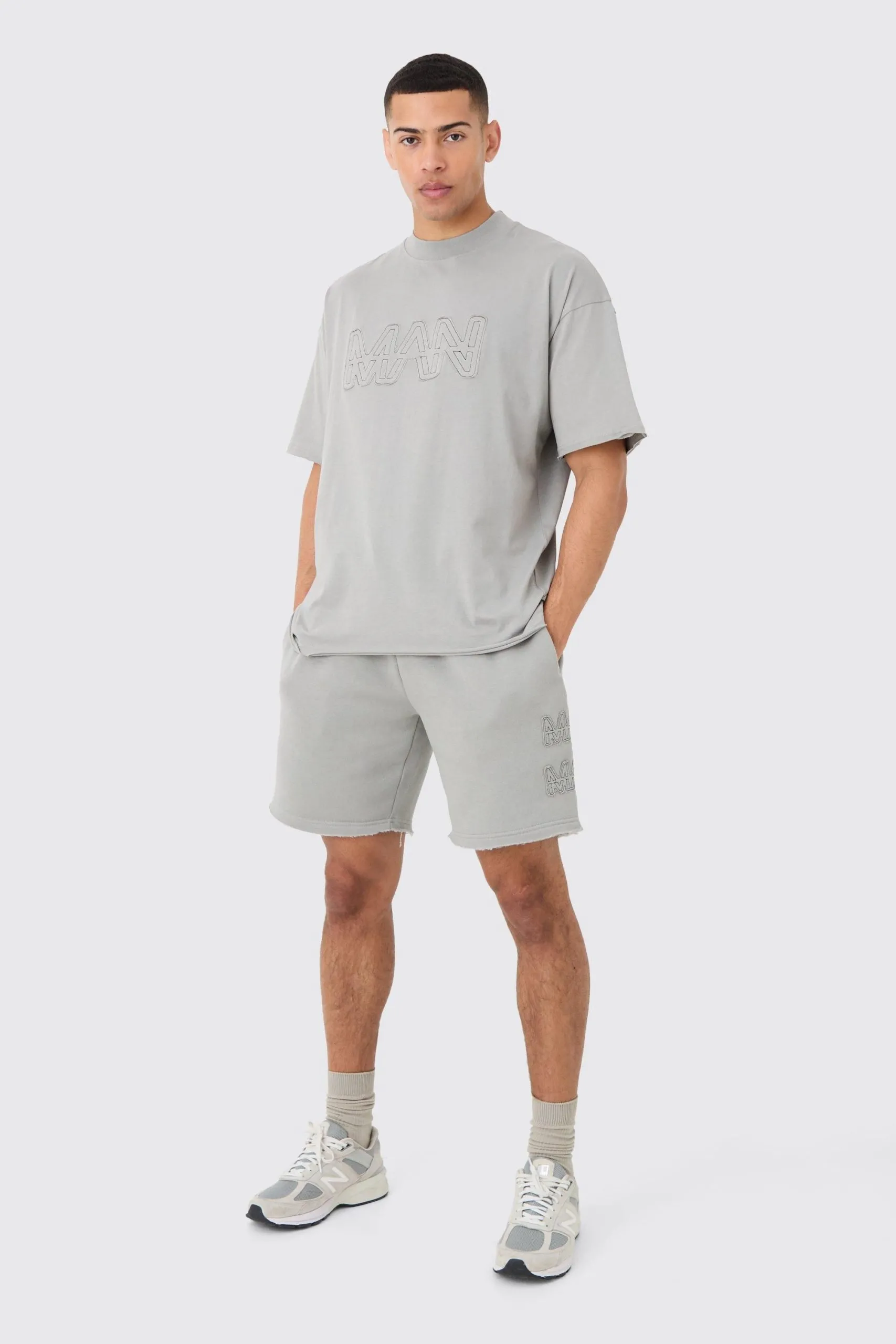 Boxy Man Distressed T-Shirt & Shorts Set
