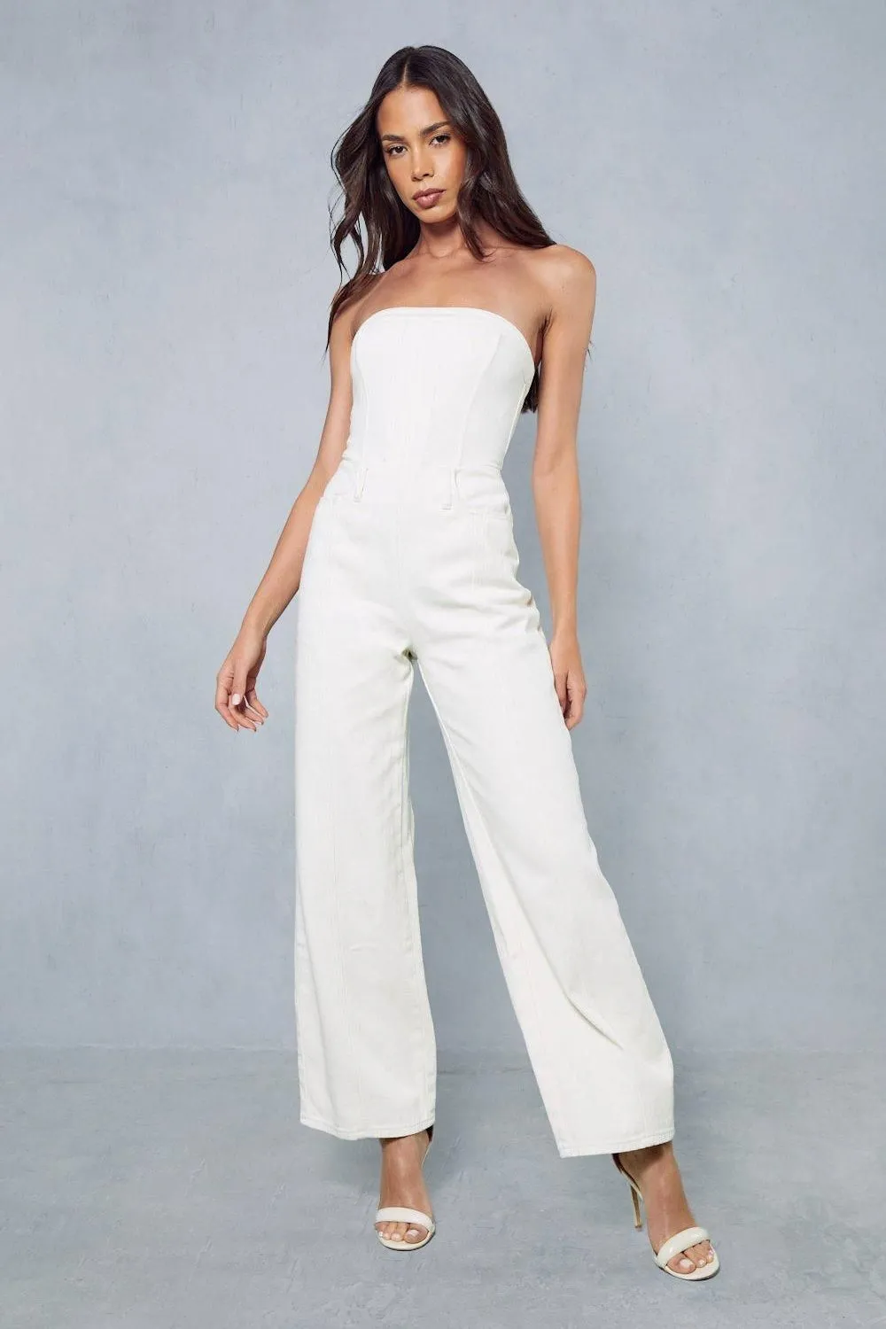 Bandeau Denim Wide Leg Jumpsuit