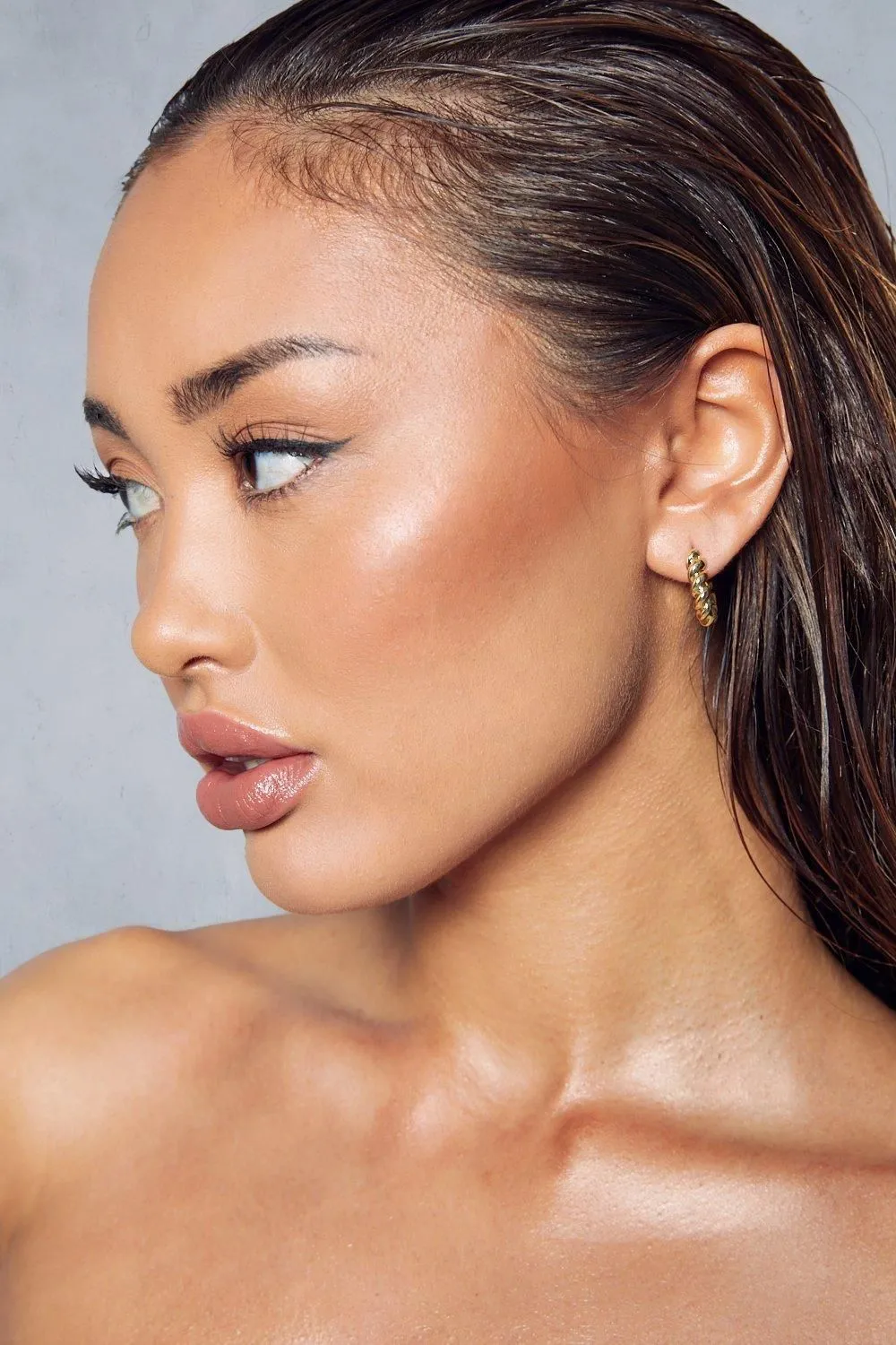 Twist Huggie Hoop Earrings