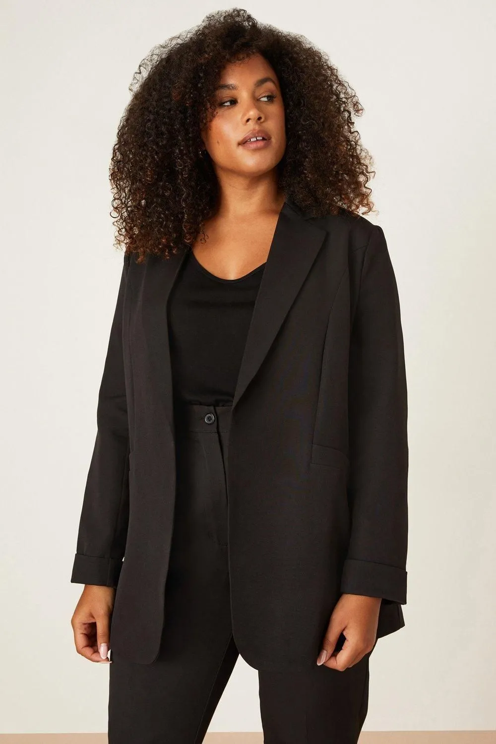 Curve Black Turn Back Cuff Blazer