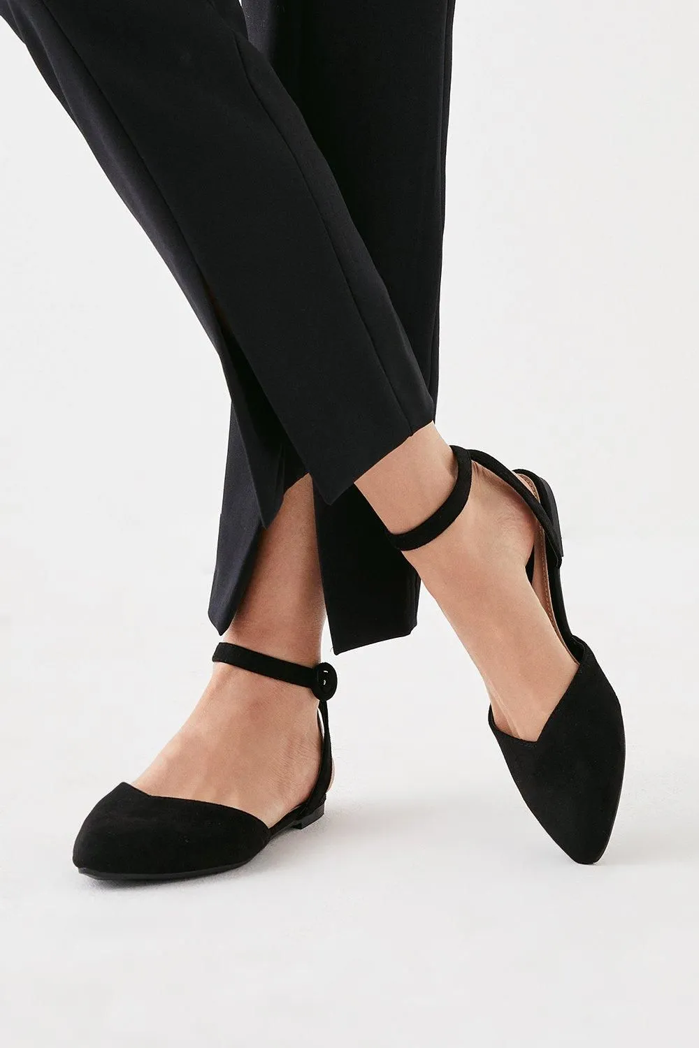 Poppy Pointed Ankle Strap Ballet Pumps