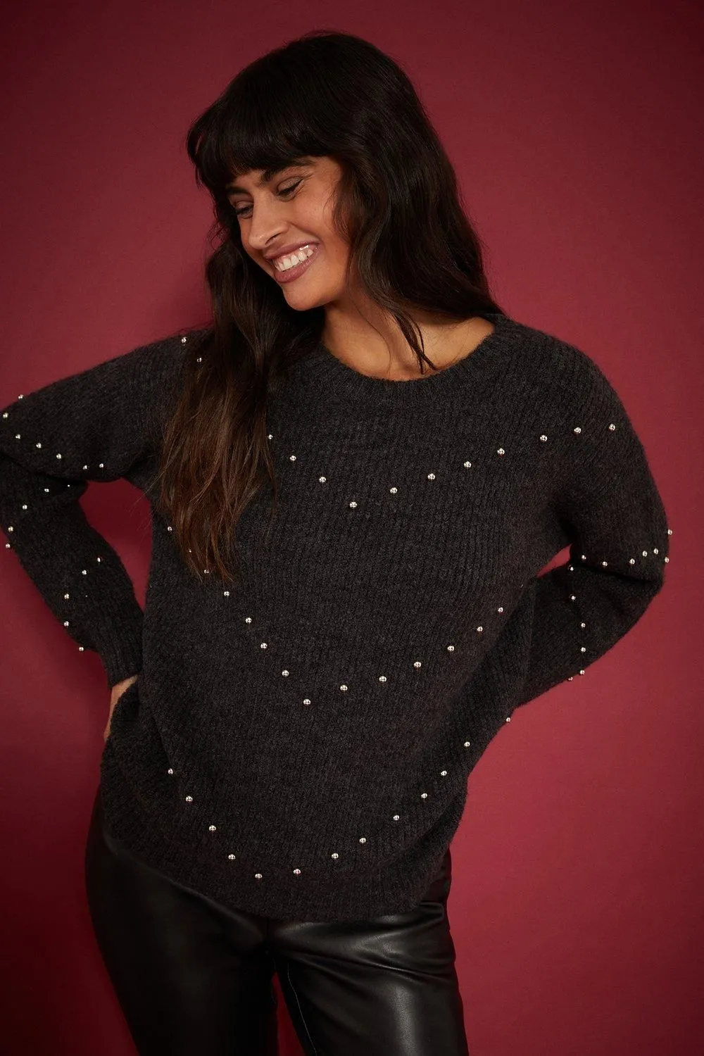 Beaded Zig Zag Christmas Jumper