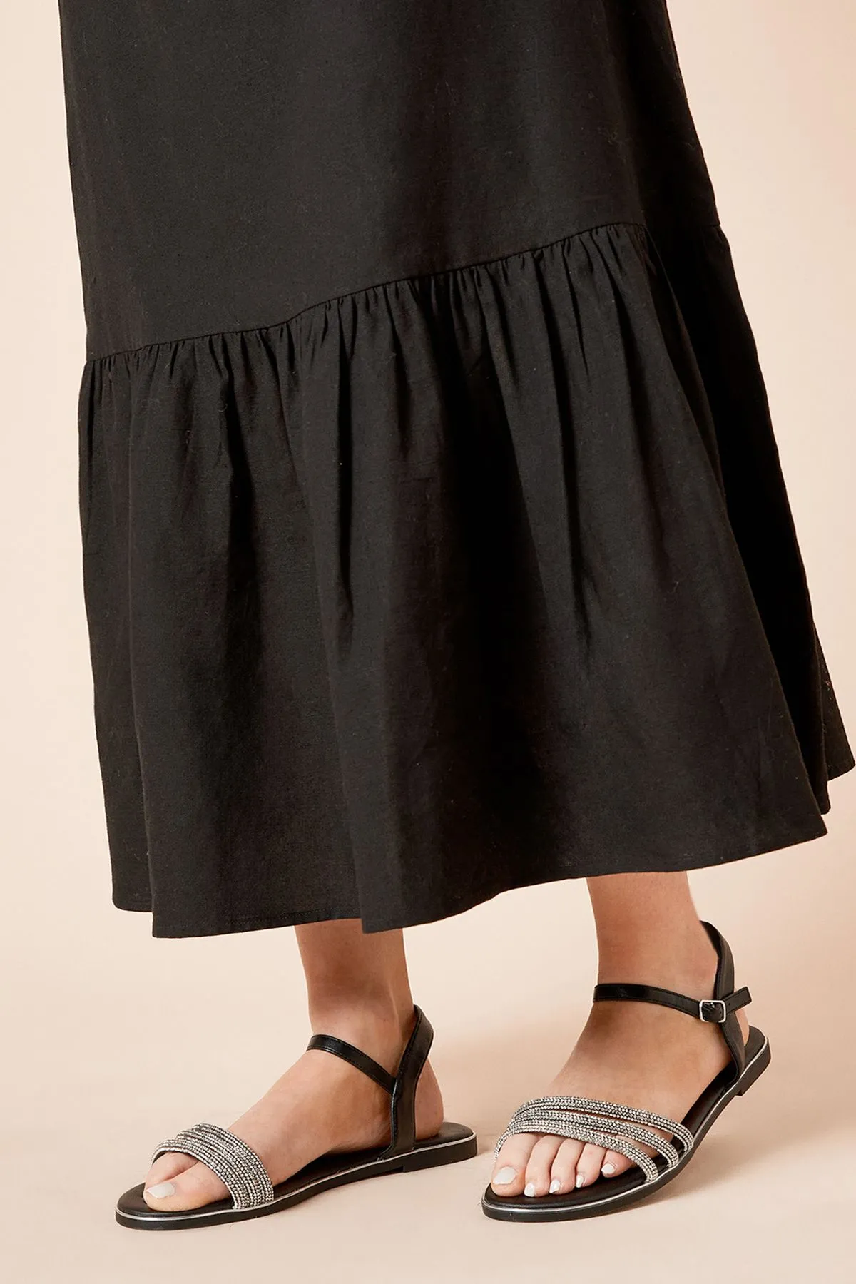 Wide Fit Fern Embellished Flat Sandals