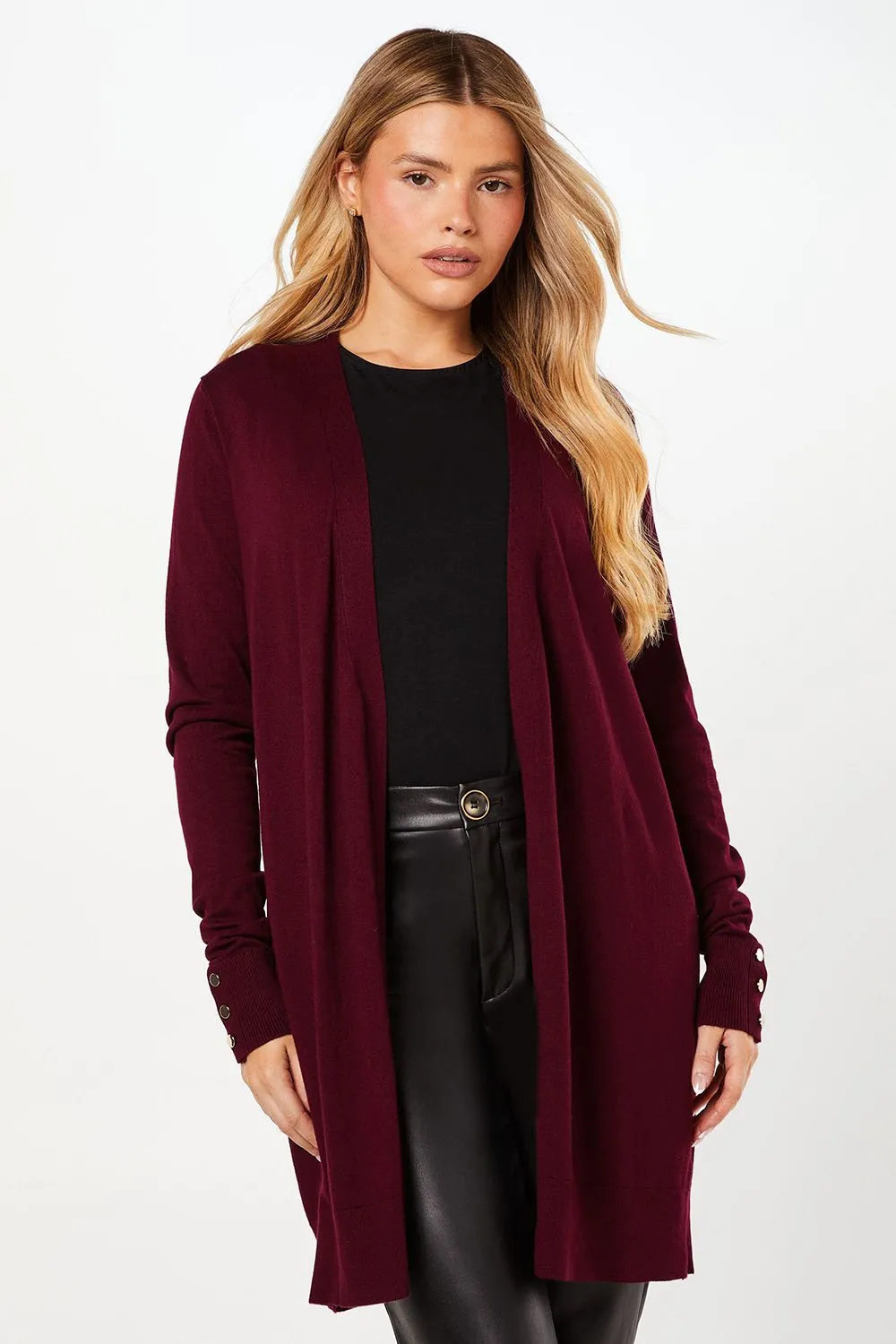 Tall Longline Button Cuff Cardigan