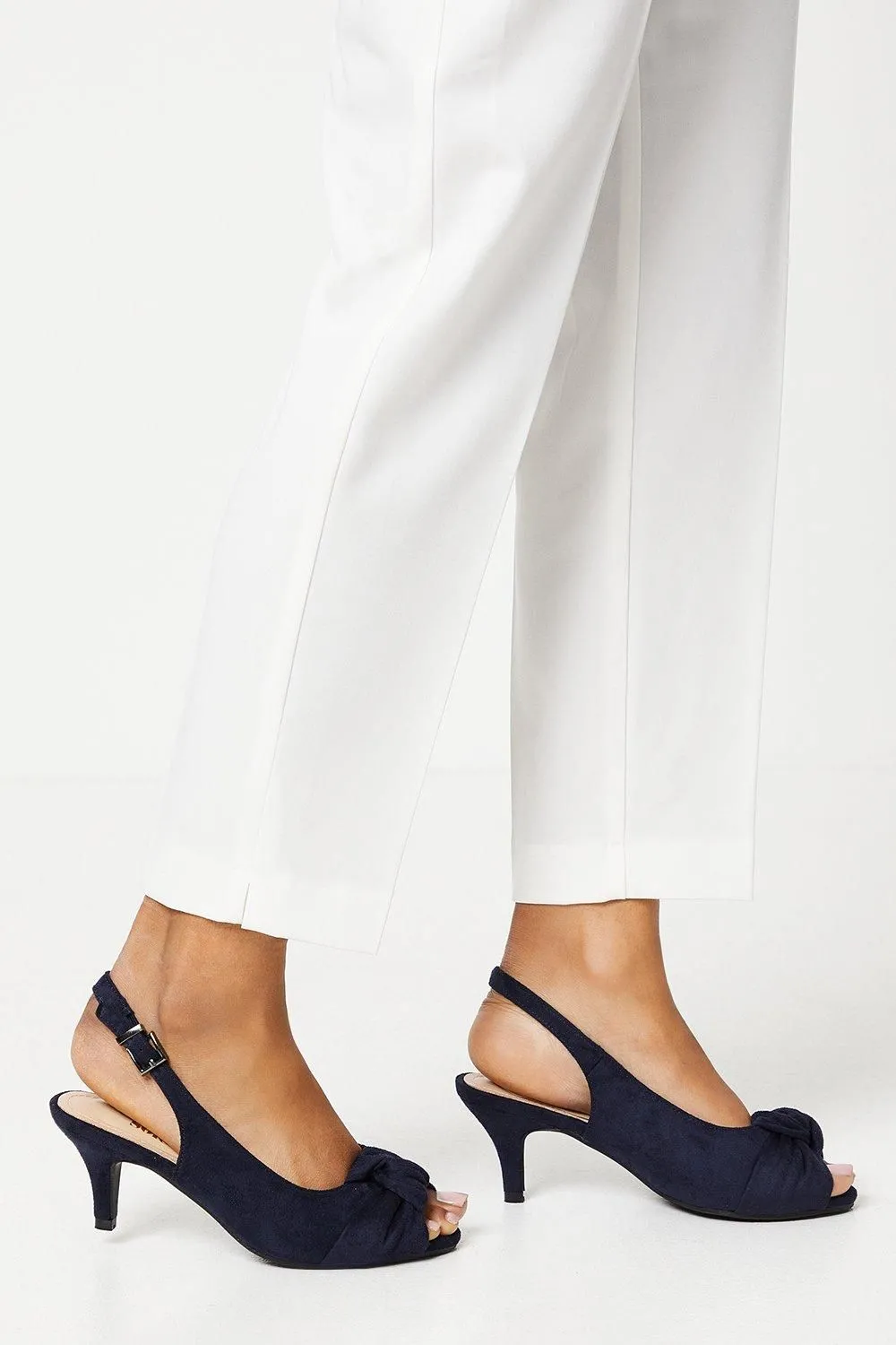 Good For The Sole: Wide Fit Taylor Knot Front Peep Toe Sling Back Heeled Sandals