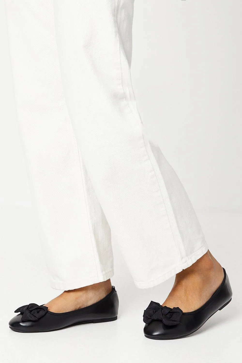 Wide Fit Palmer Knotted Bow Detail Ballerinas
