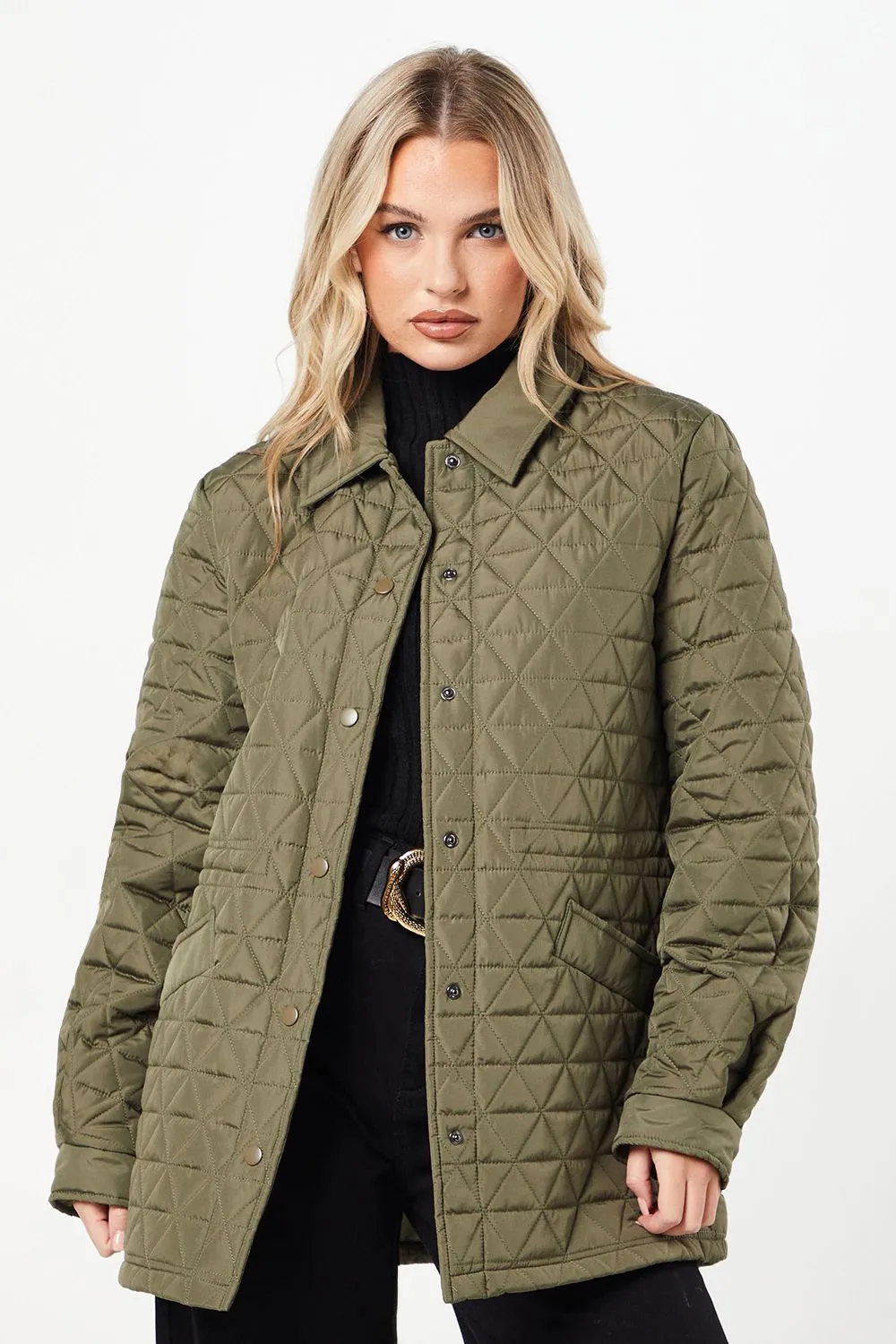 Tall Quilted Padded Collar Short Puffer Coat