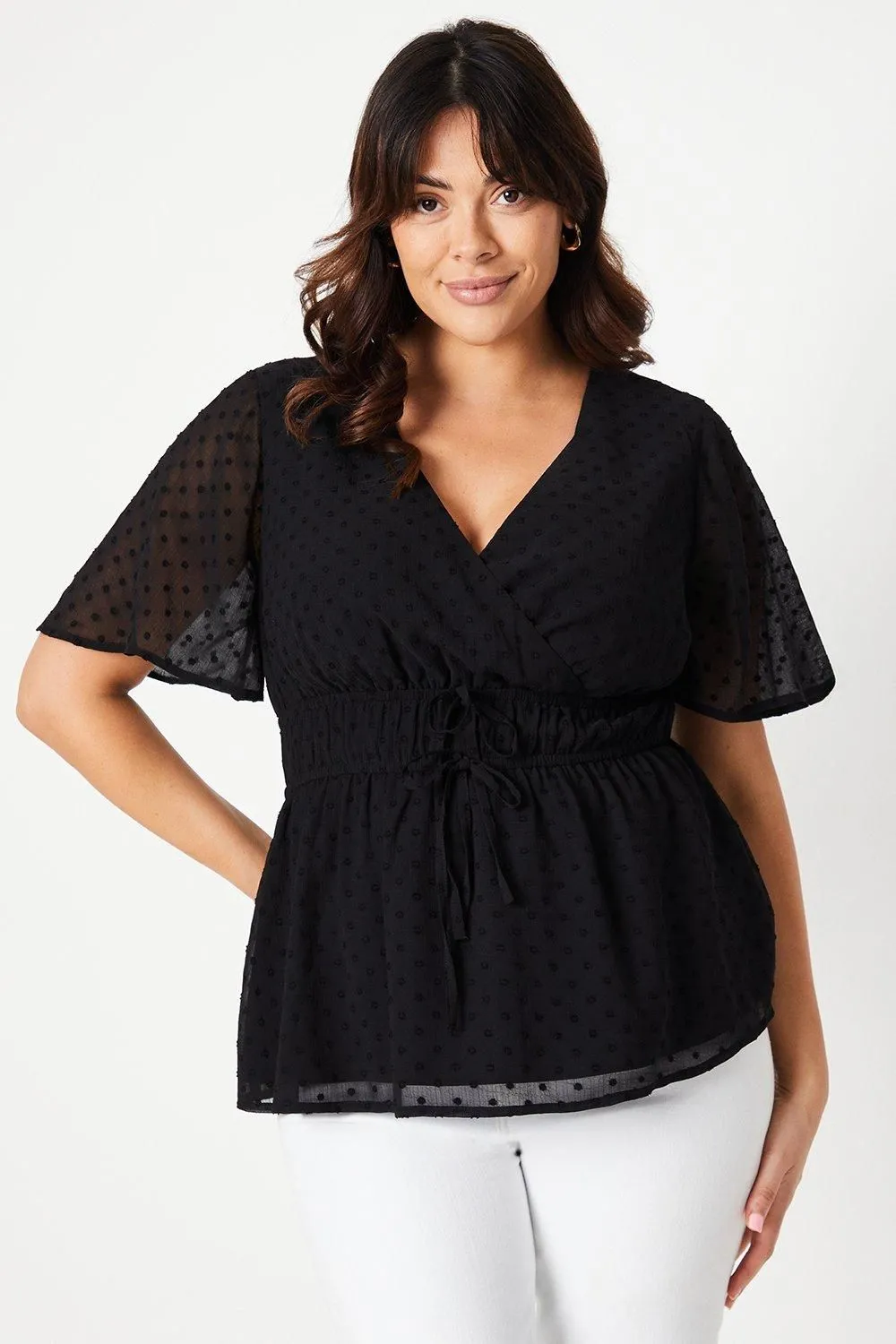 Curve Dobby Chiffon Wrap Top