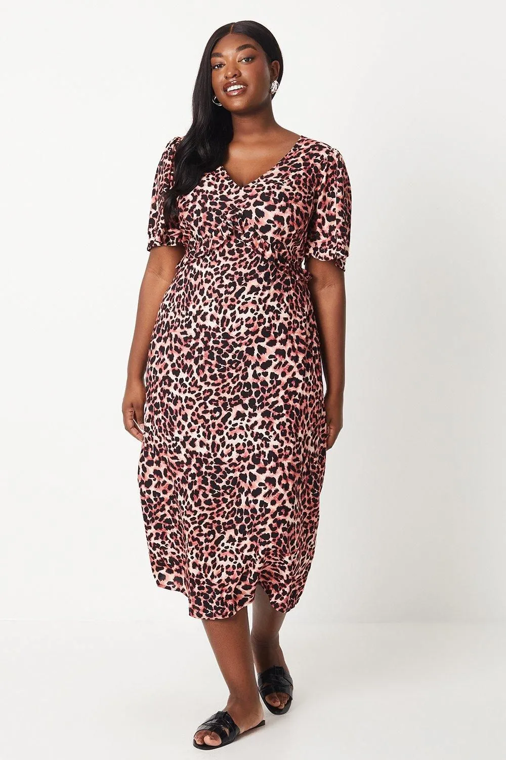 Curve Leopard Ruffle Midi Dress
