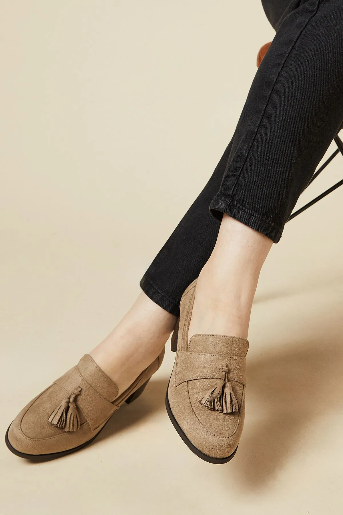 Wide Fit Lena Heeled Tassel Loafers