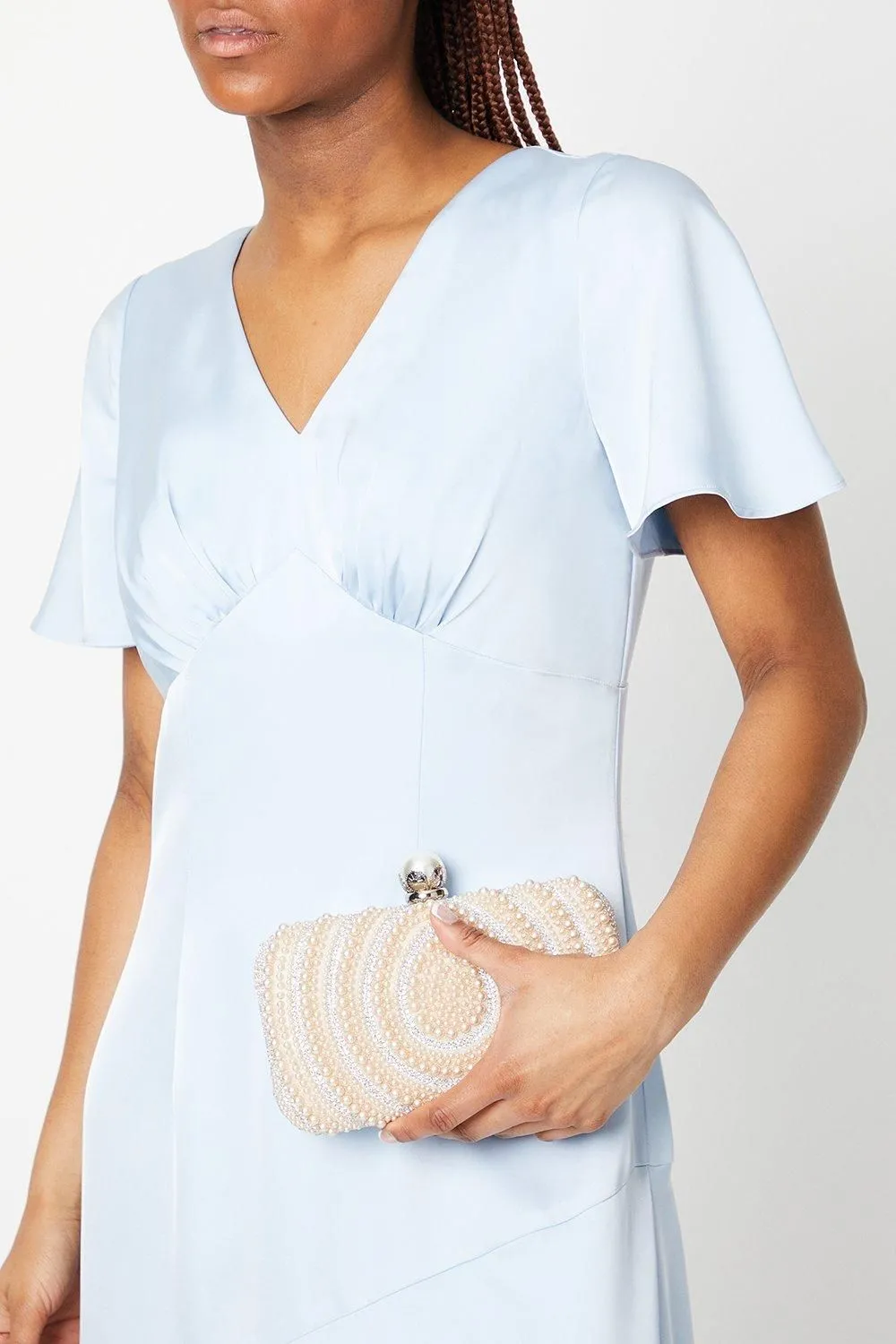 Theadora Pearl And Diamante Box Clutch Bag