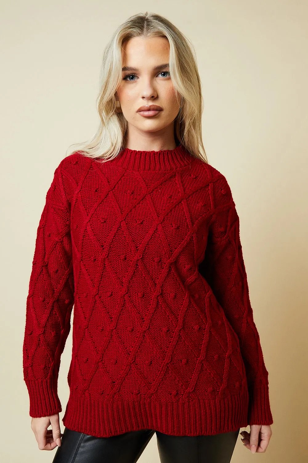 Petite Bobble Diamond Stitch Jumper
