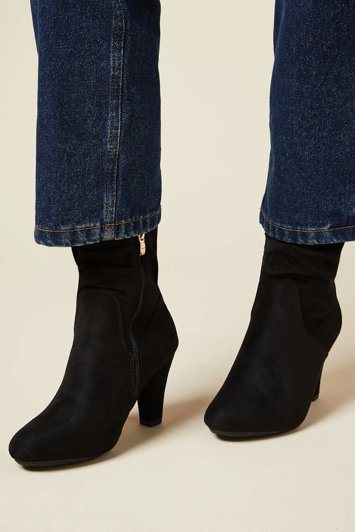 Wide Fit Ally Ruched Heeled Boots