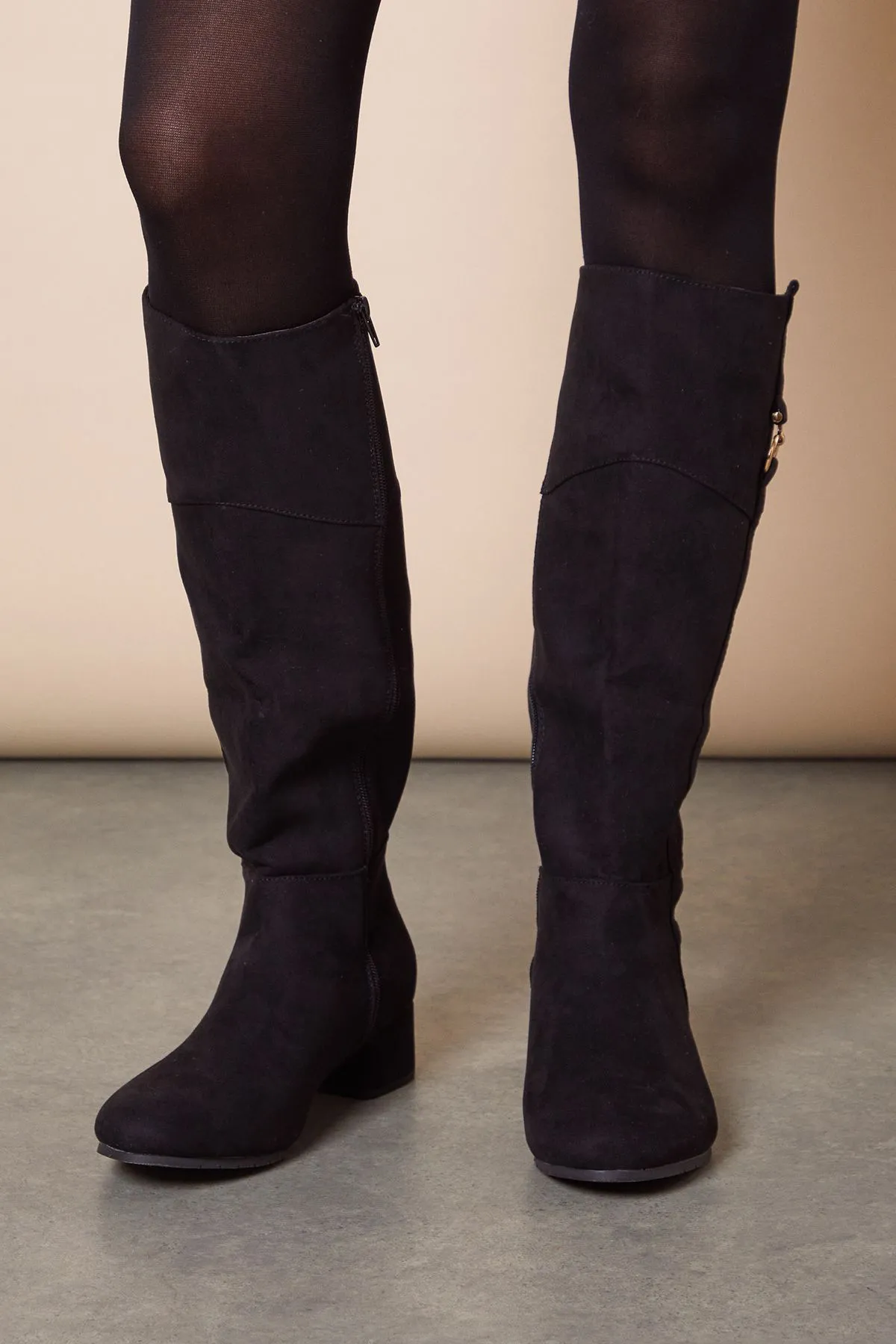 Good For The Sole: Wide Fit Oriana Comfort Trim Detail Low Heel Ankle Boots