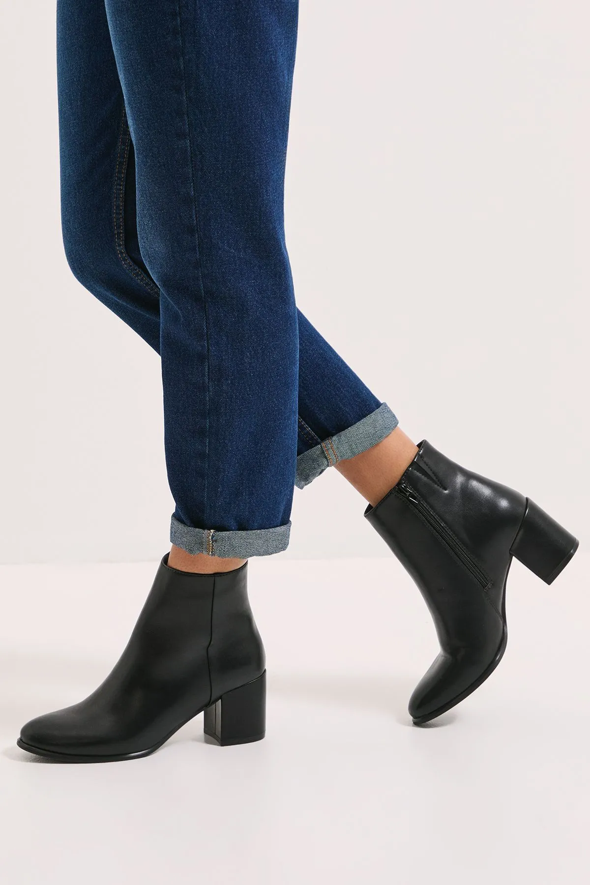 Morgan Round Toe Medium Block Heel Ankle Boots