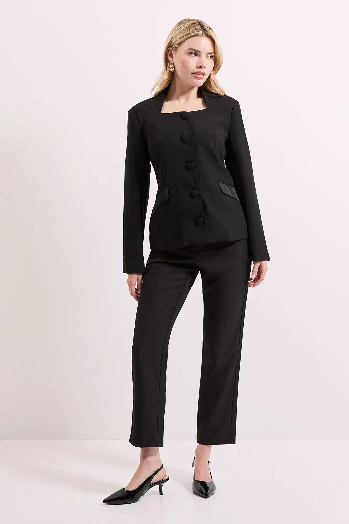 Satin Sweetheart Neckline Jacket