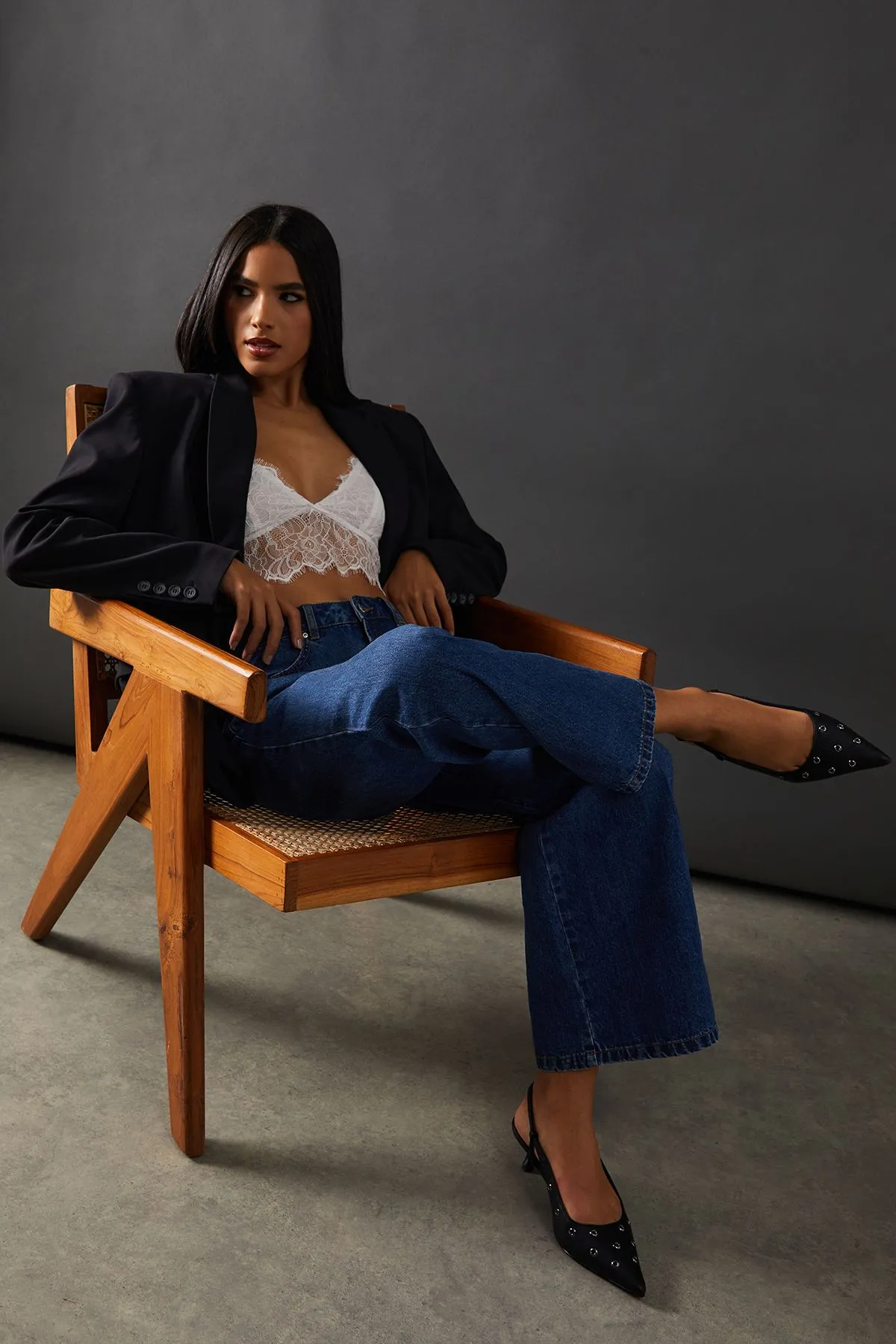 Faith: Eyelet Detail Kitten Heel Slingback Court Shoes