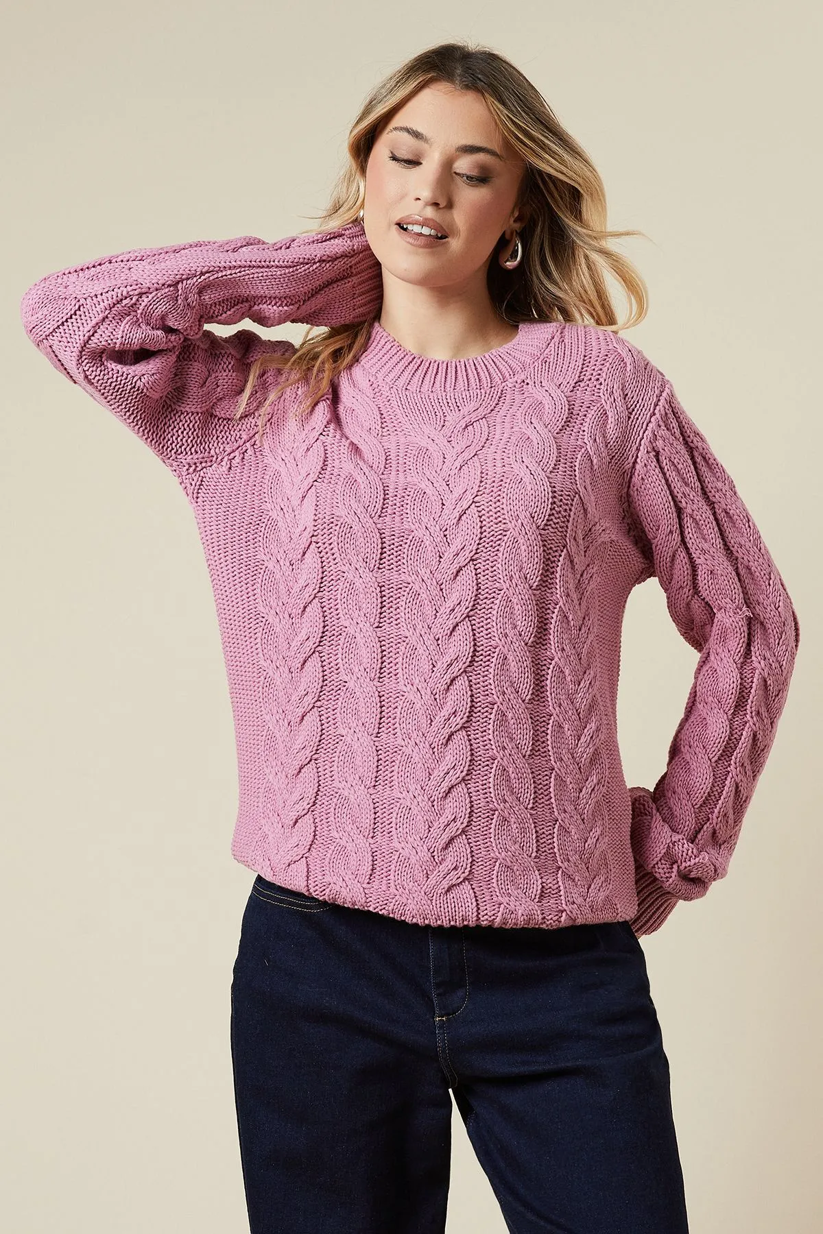 Tall Cable Knit Crew Neck Jumper