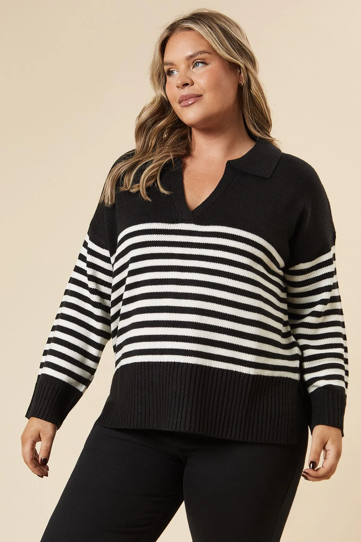 Curve Striped Collared Jumper