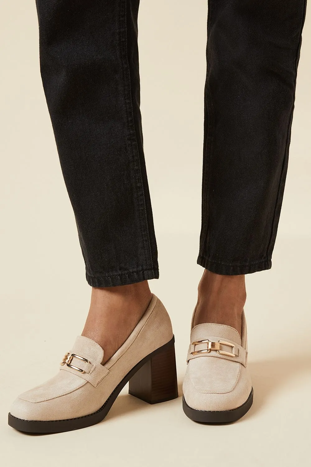 Benita snaffle Detail Block Heeled Loafer