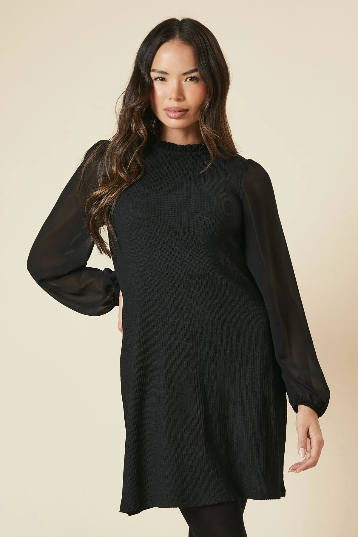 2IN1 Contrast Sleeve Mini Dress