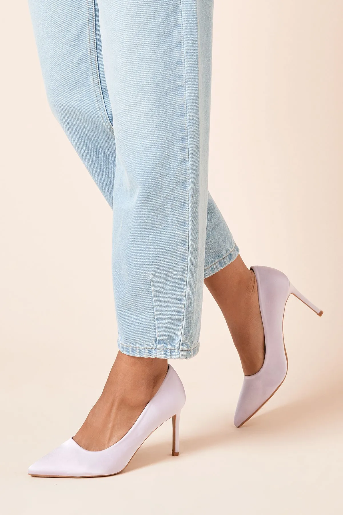 Wide Fit Dash Satin Pointed High Stiletto Heel Court Shoes