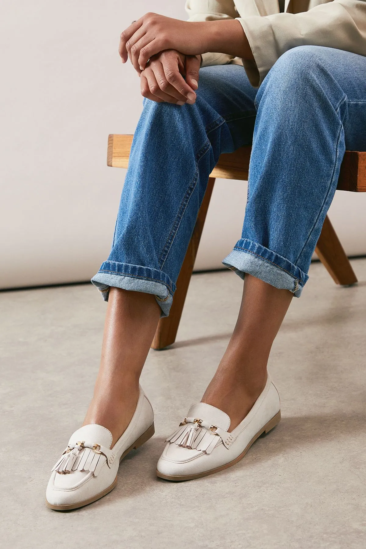 Good For The Sole: Wide Fit Laura Faux Suede Comfort Tassel Loafers